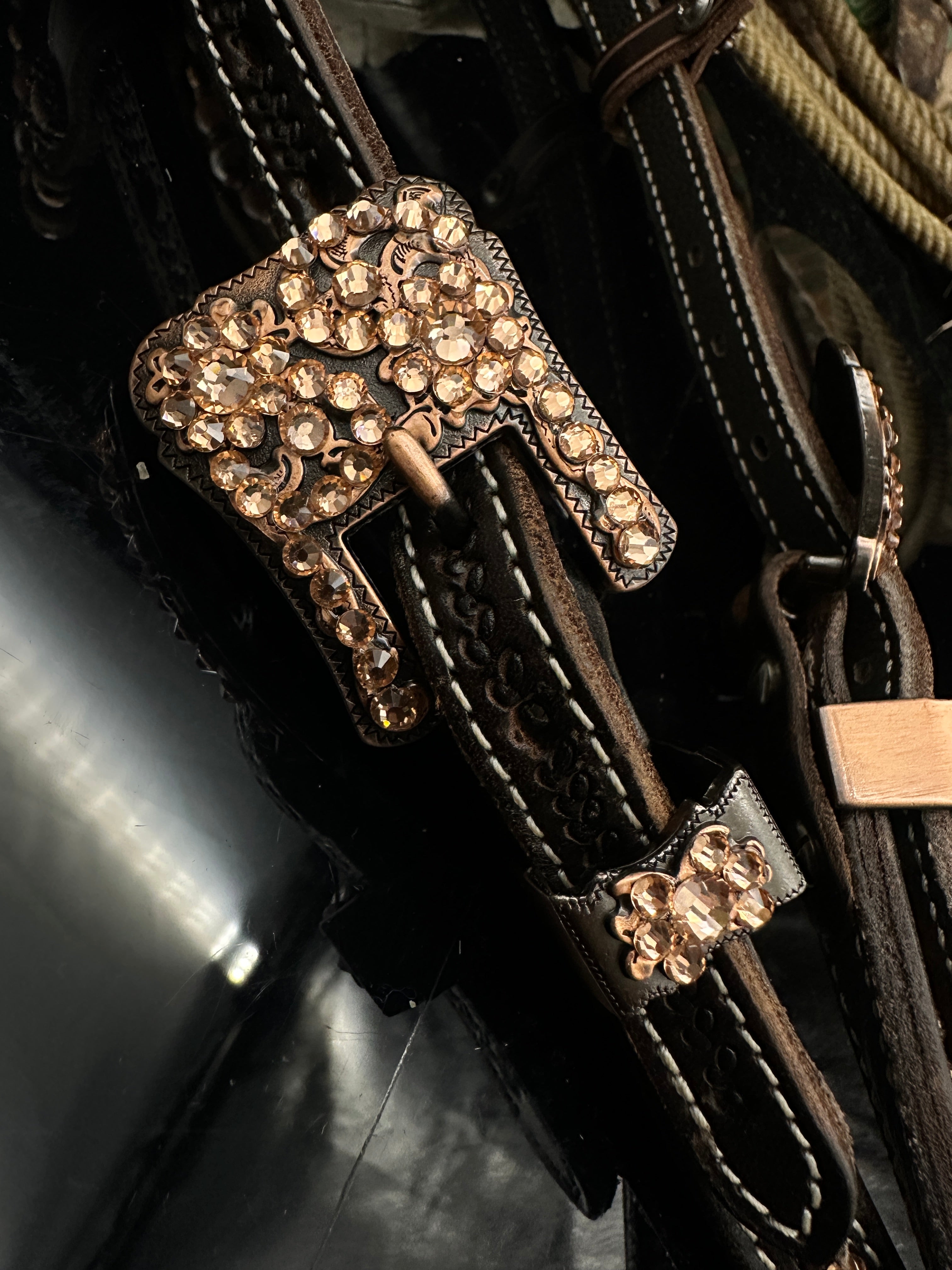 Premium | Light Peach & Copper| Dark Chestnut western Hoofdstel