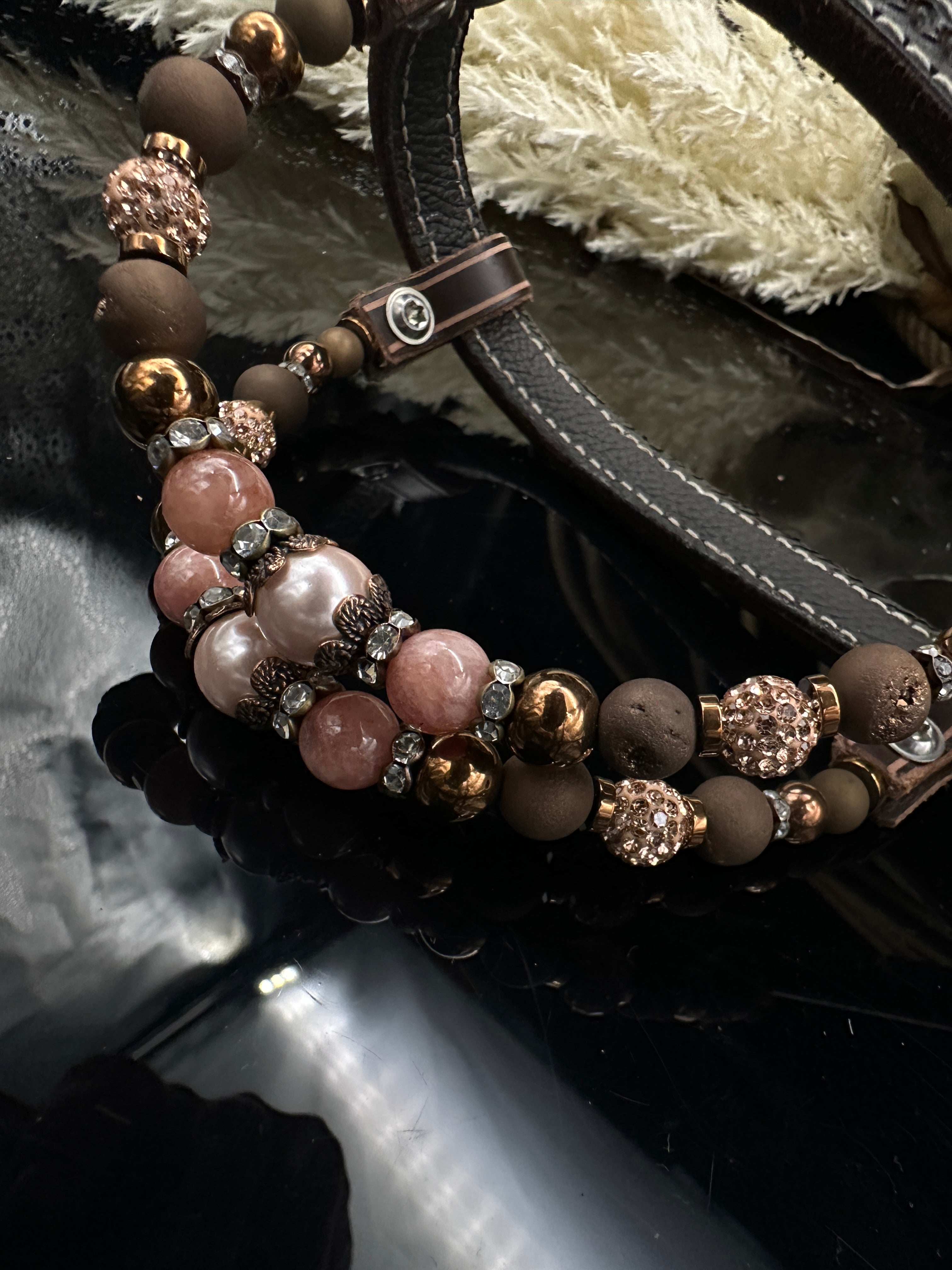 Premium | Light Peach & Copper| Dark Chestnut western Hoofdstel