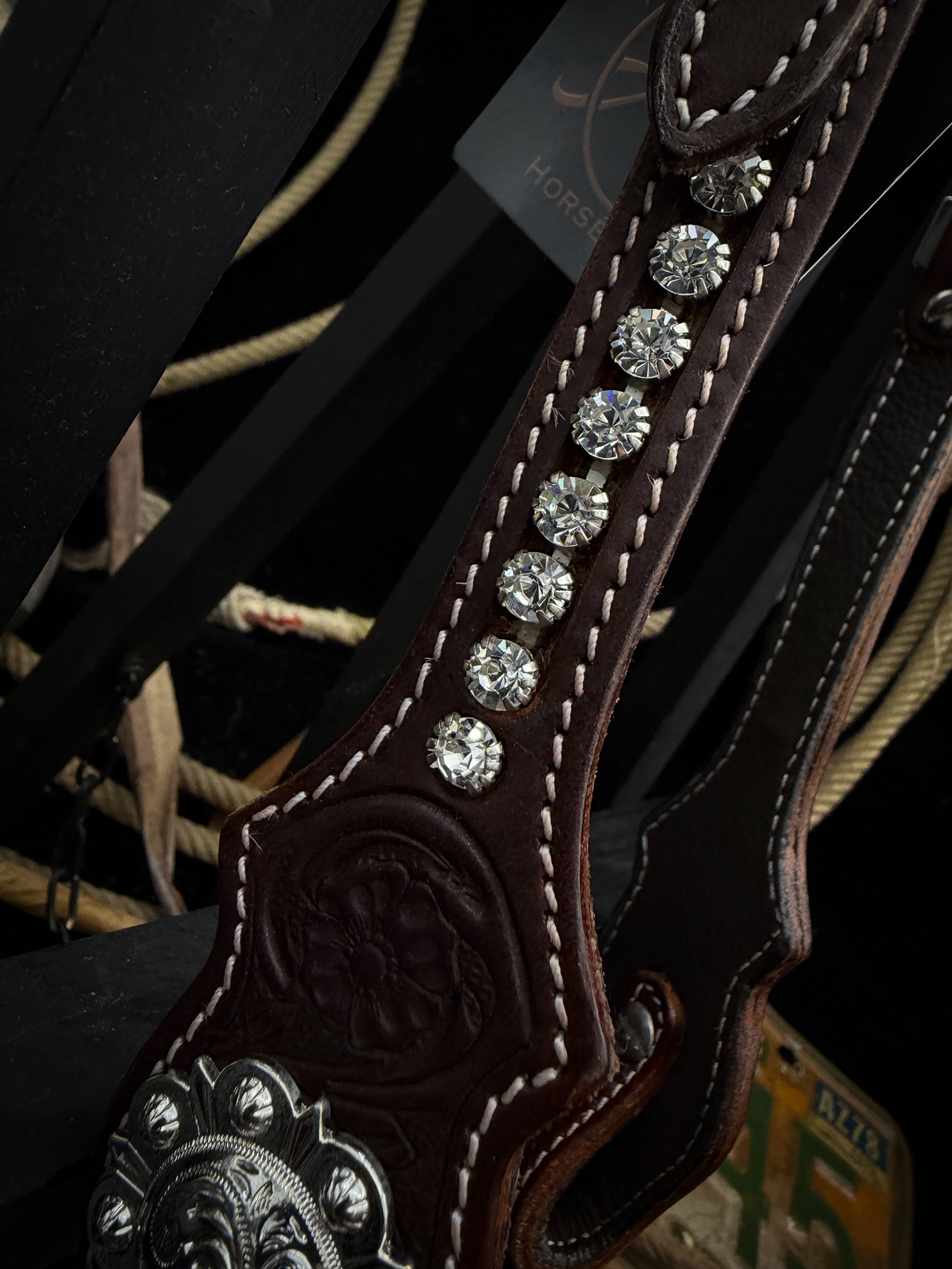 Premium | Western headstall | Dark Chestnut | Silver Shine