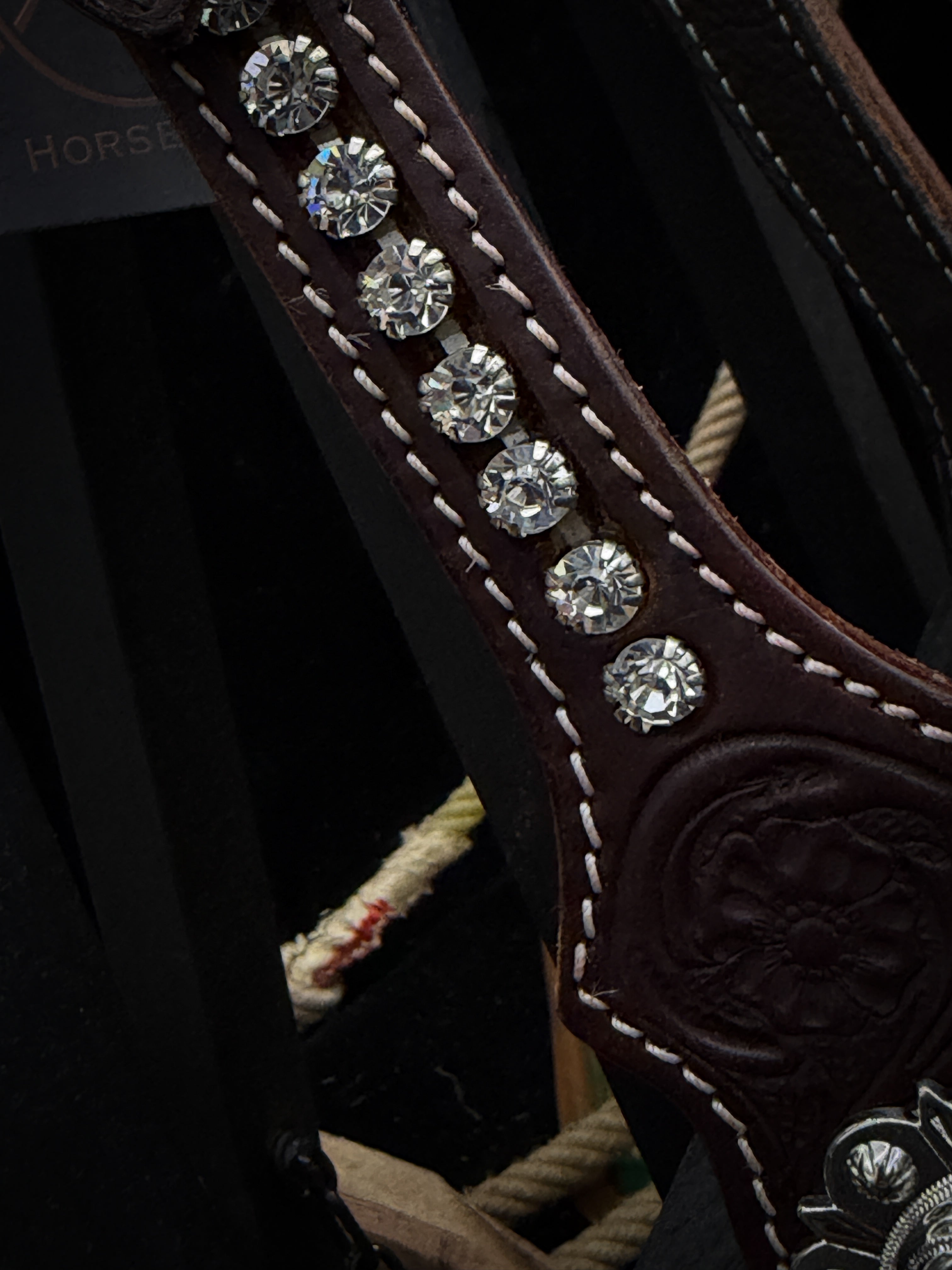 Premium | Western headstall | Dark Chestnut | Silver Shine