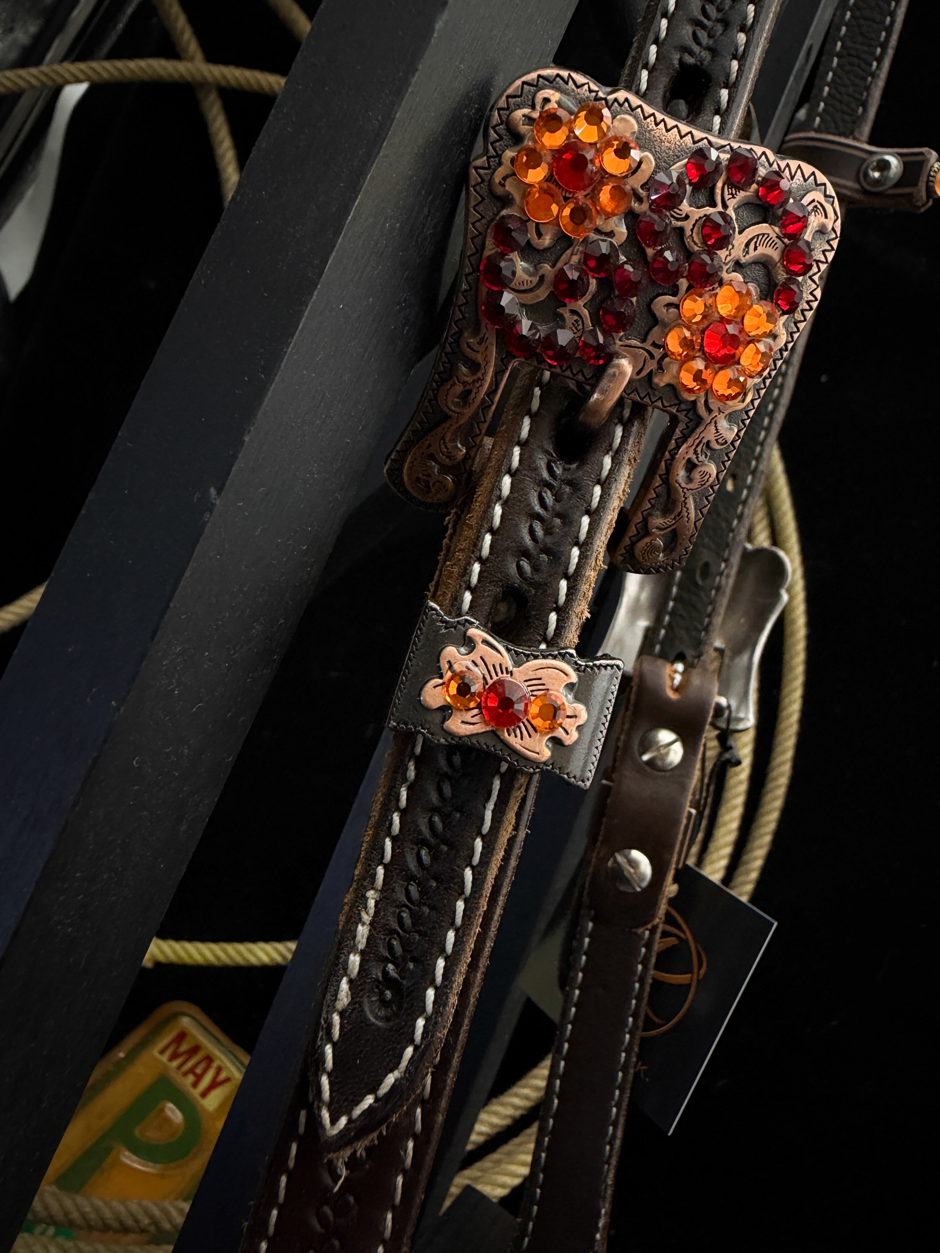 Premium | Western headstall | Antique Chestnut | Sunset Ember