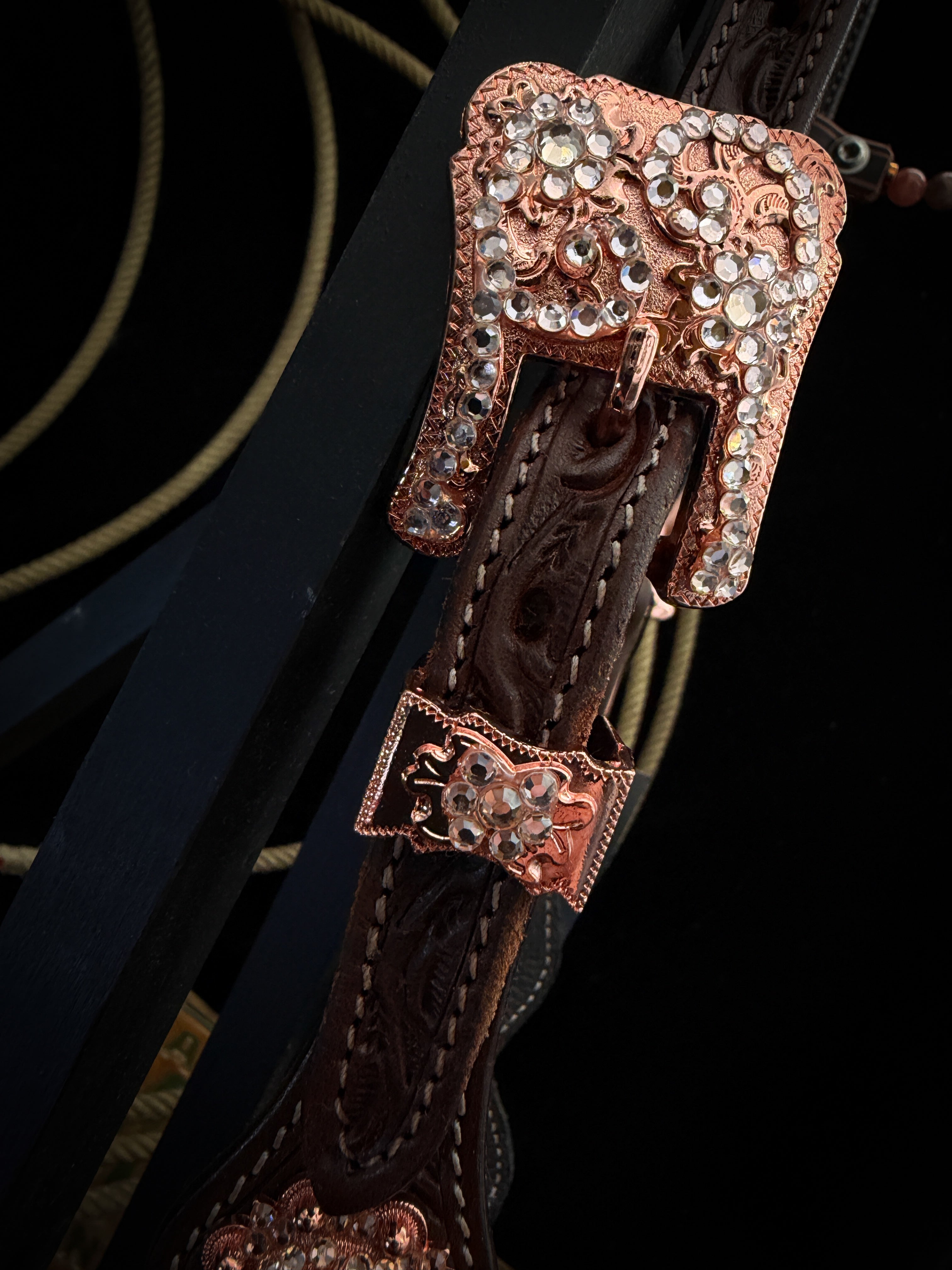 Premium | Westernhoofdstel | Dark Chestnut | Desert Blush -SOLD OUT