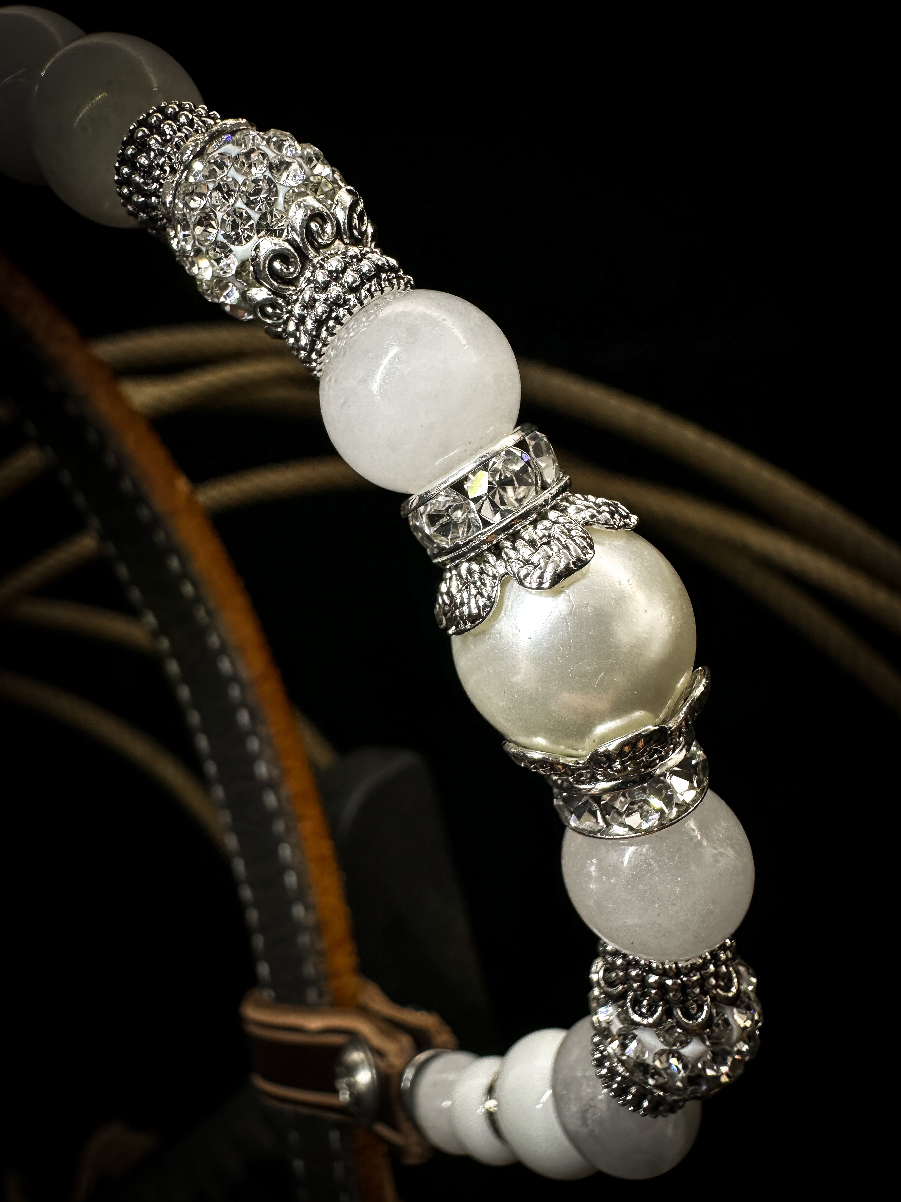 Premium | Westernzaum | Silber Blumen & Weißer Mond