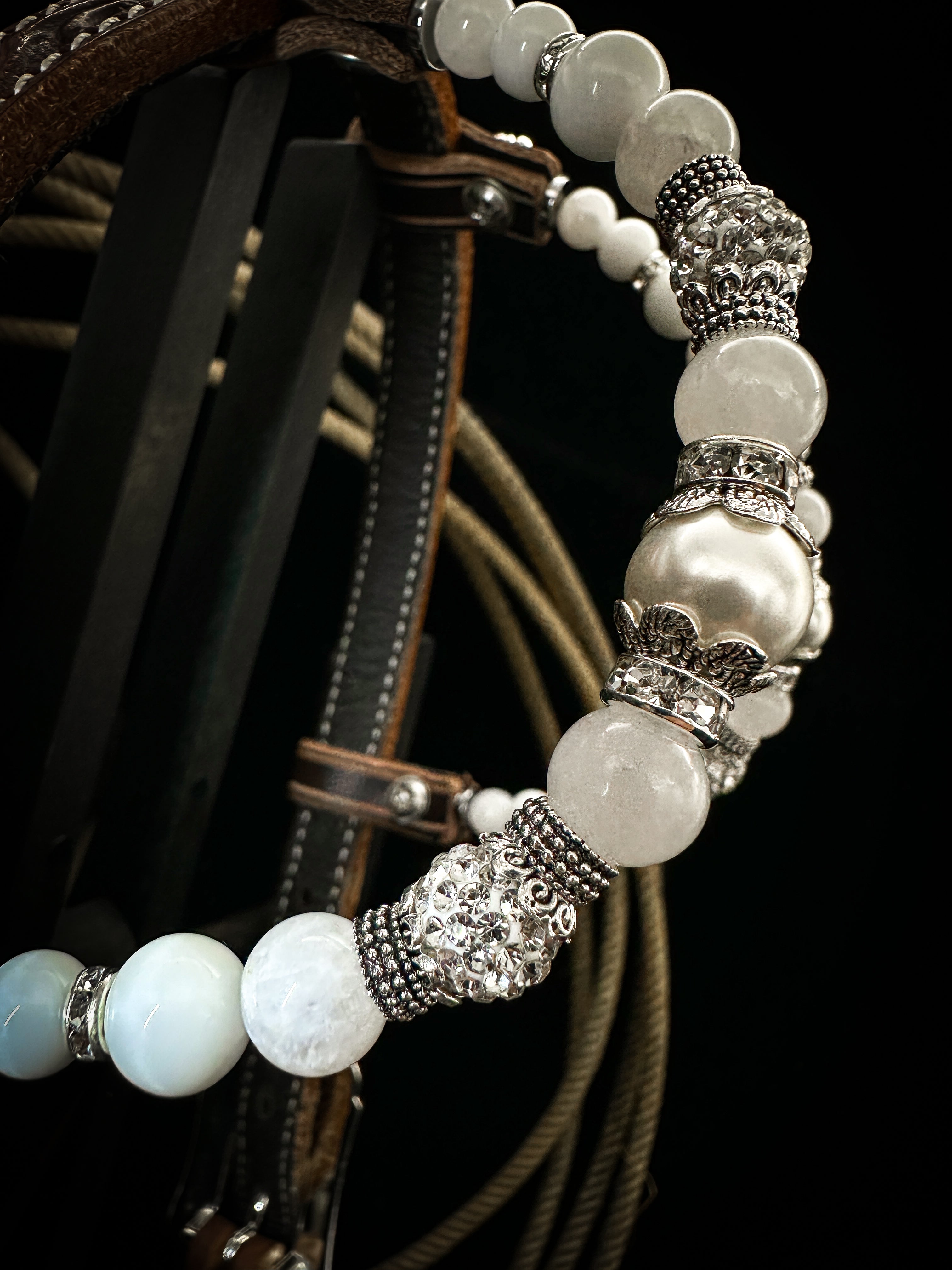 Premium | Westernzaum | Silber Blumen & Weißer Mond