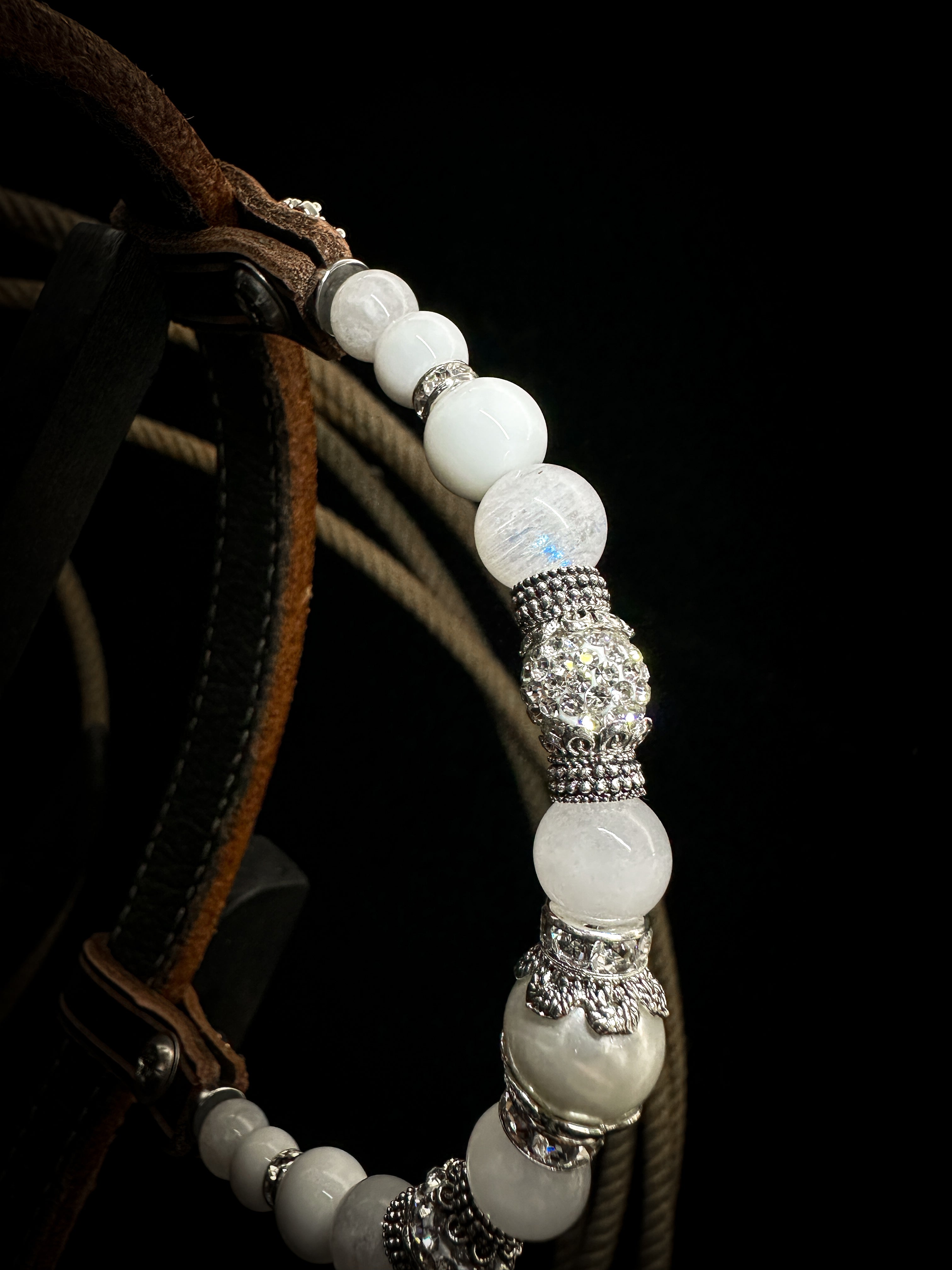 Premium | Westernzaum | Silber Blumen & Weißer Mond