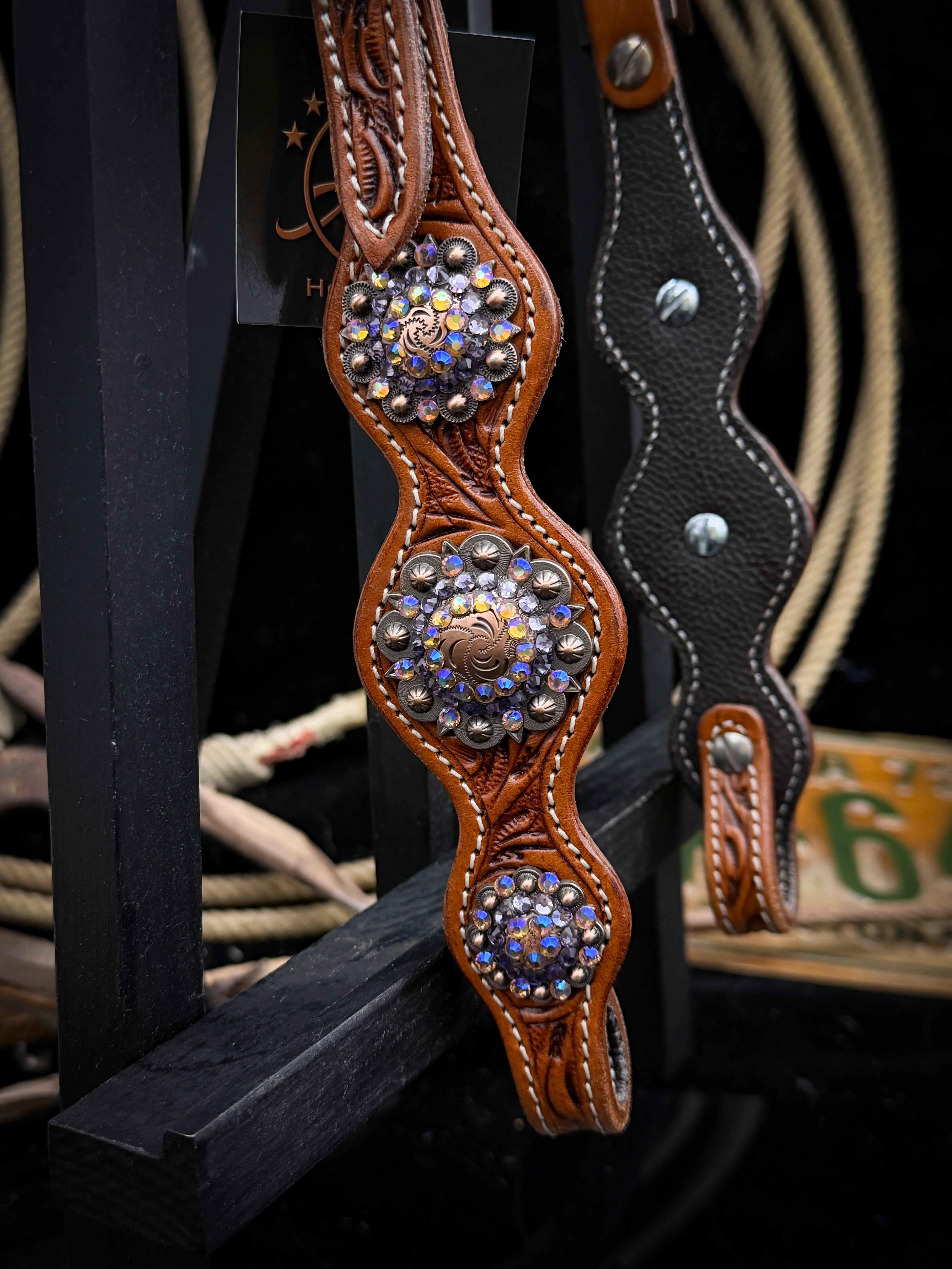 Premium | Amethist | Antique chestnut western hoofdstel