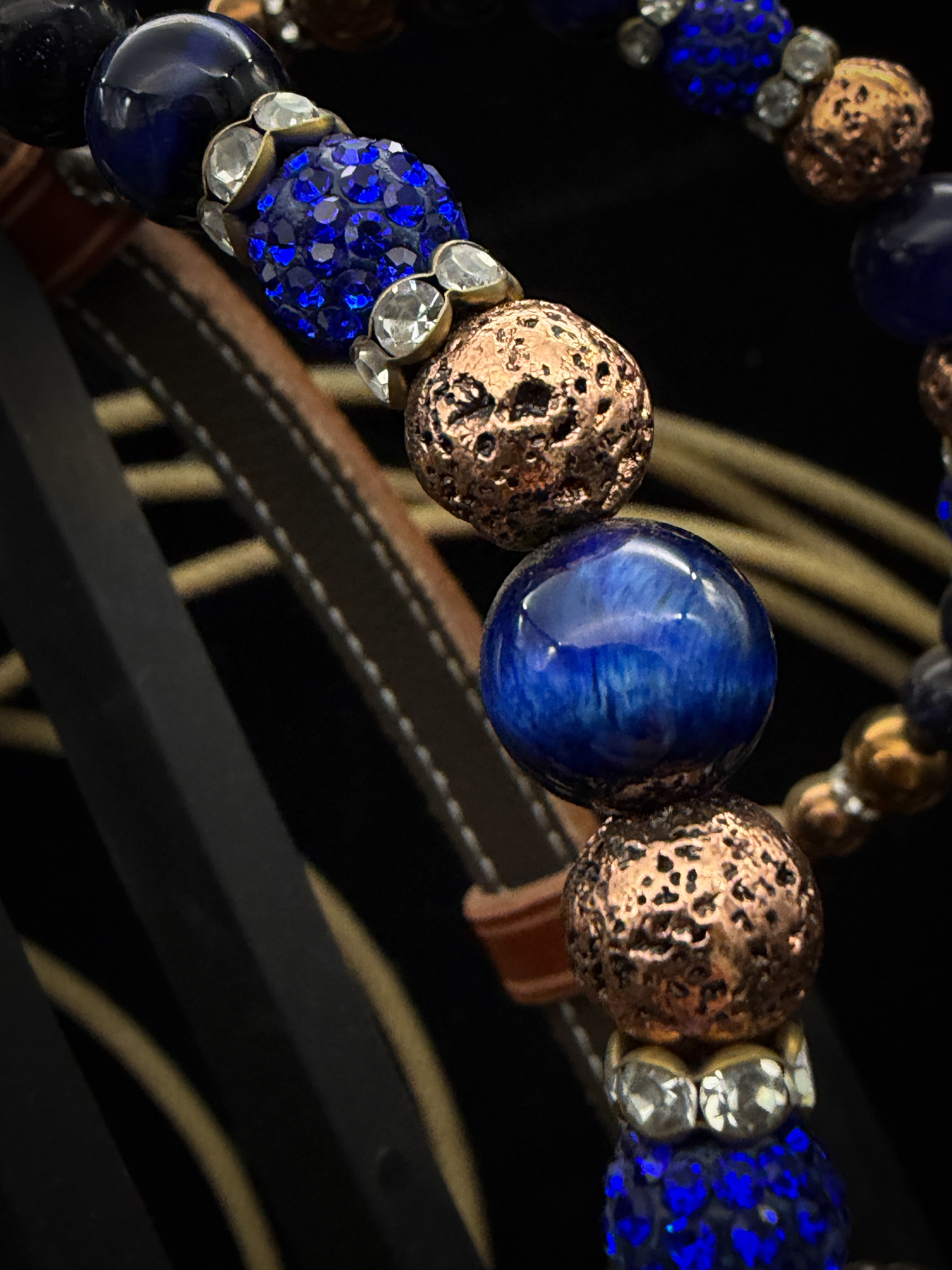 Premium | Chestnut flower tooled western hoofdstel | Copper & Blue