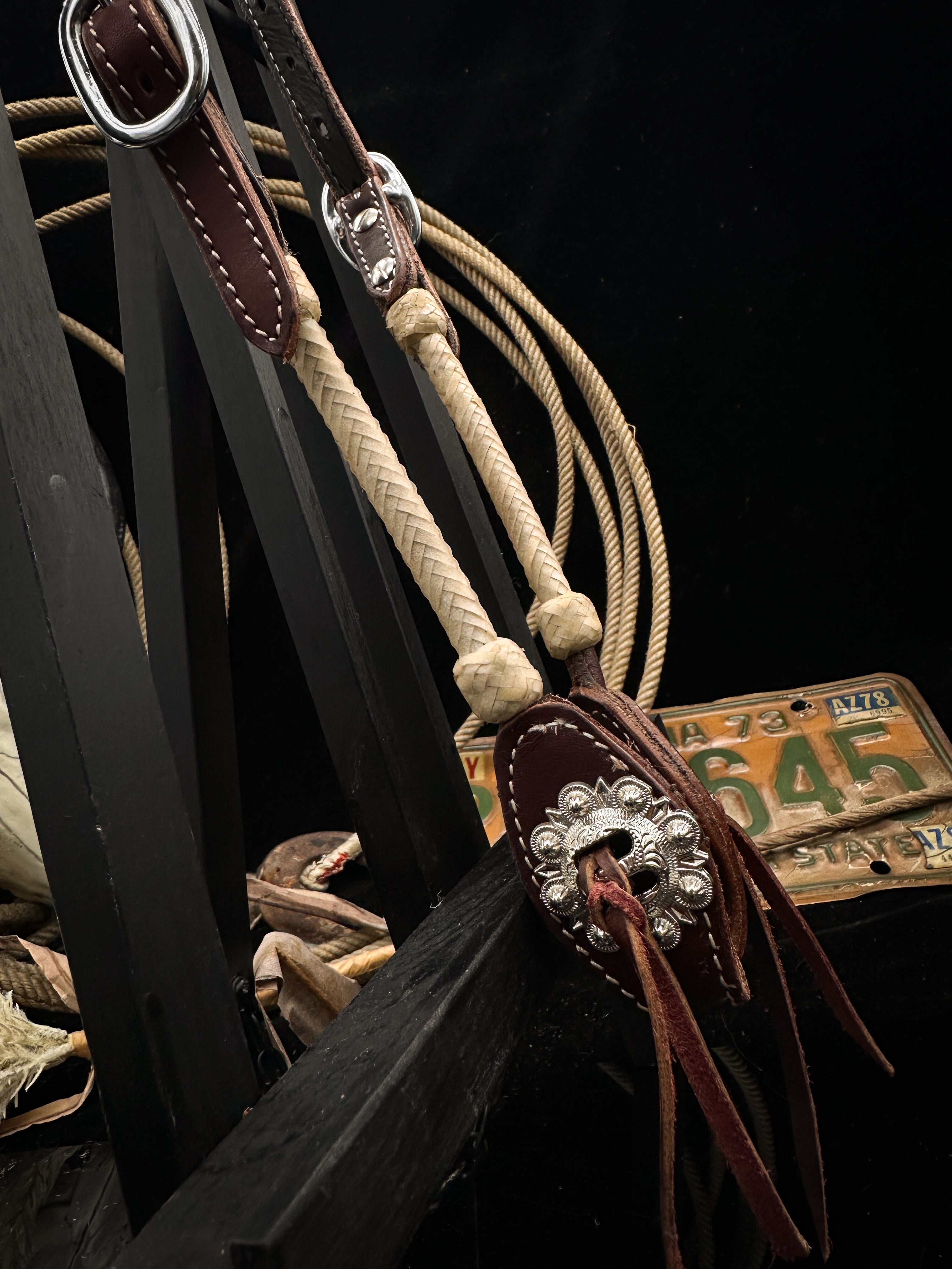 Premium | Antique Chestnut western bridle | Turquoise