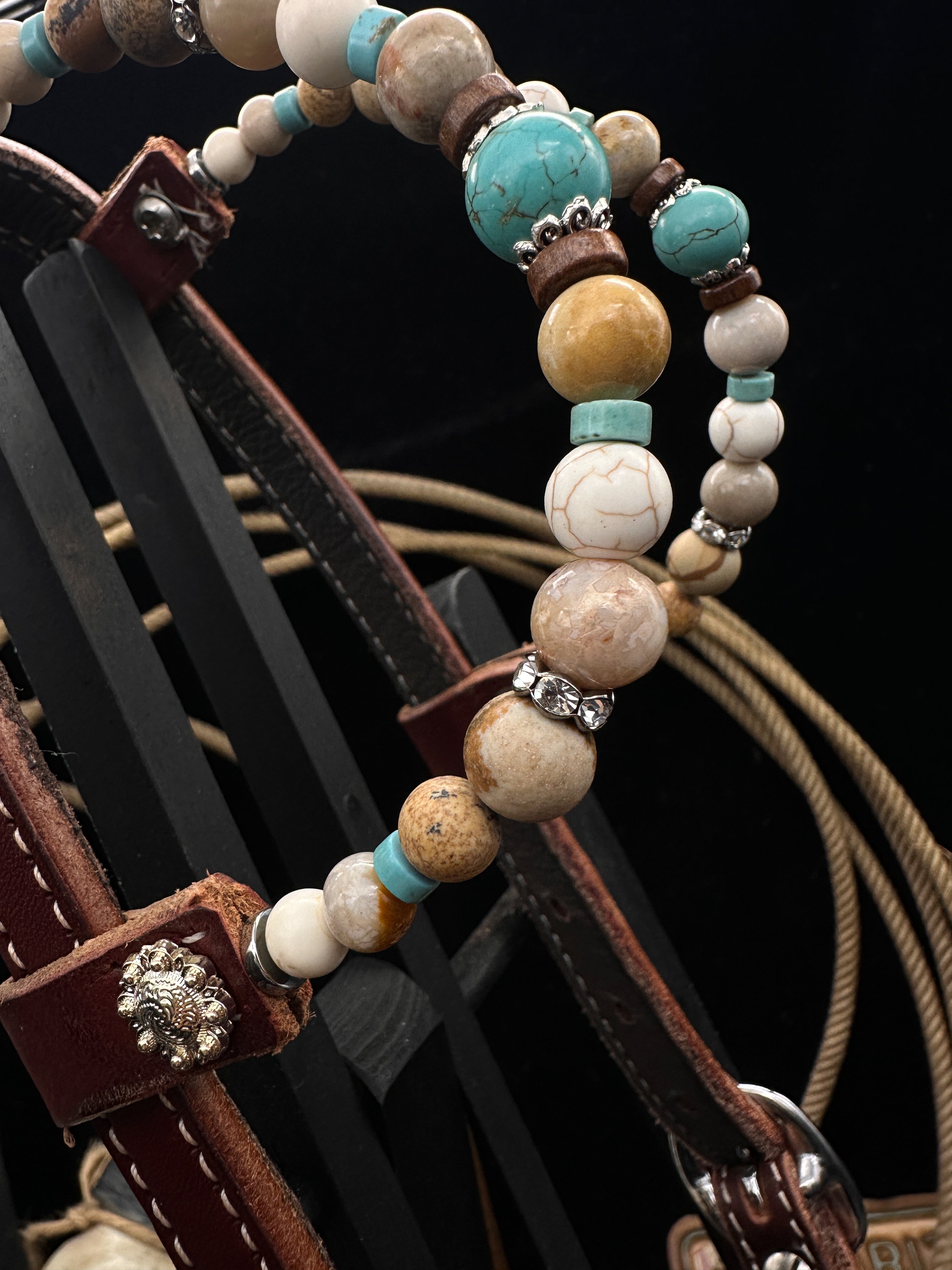 Premium | Antique Chestnut western bridle | Turquoise
