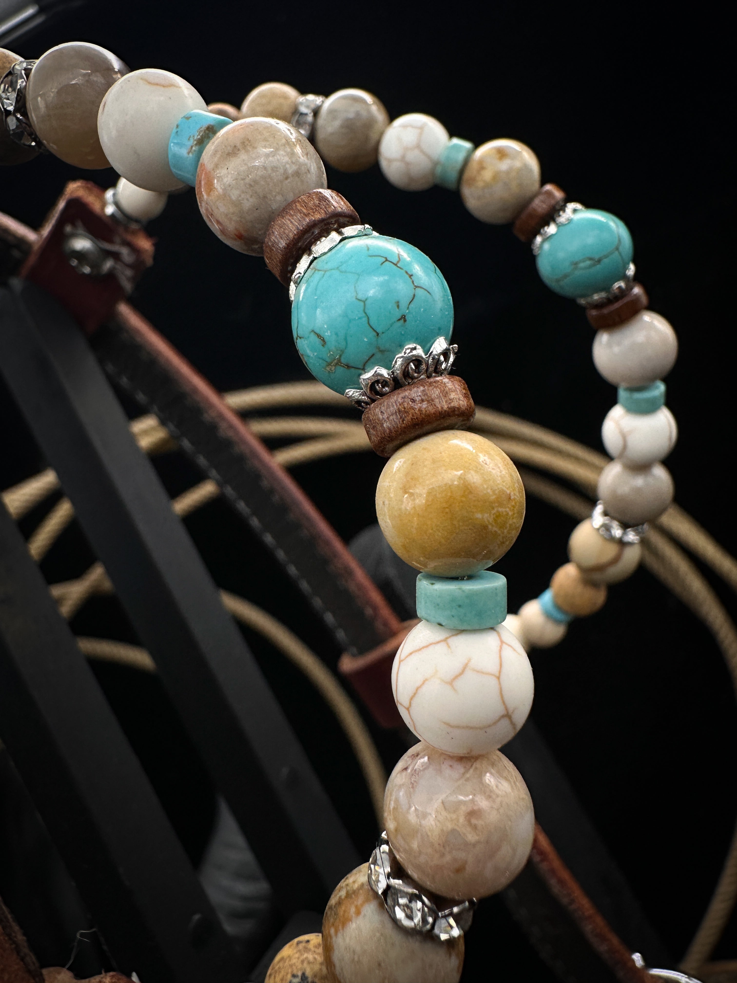 Premium | Antique Chestnut western bridle | Turquoise