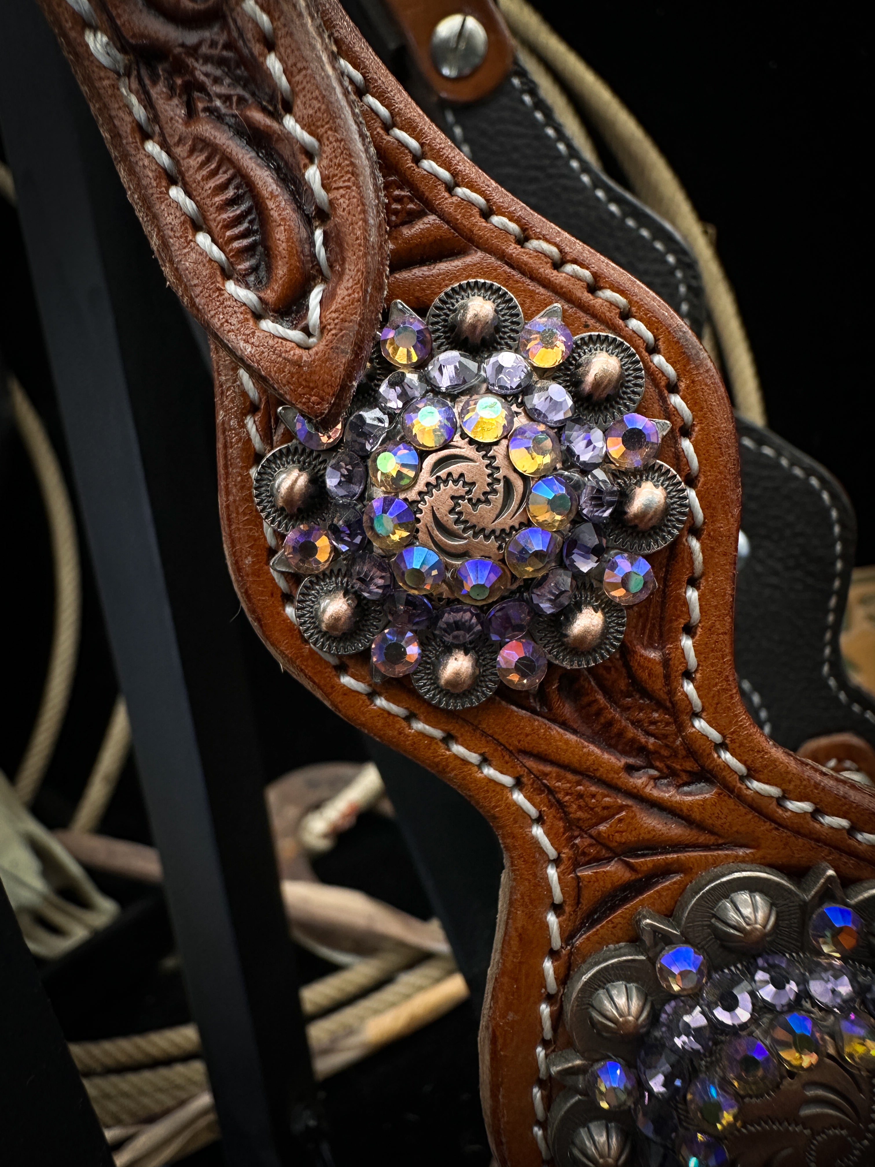 Premium | Amethist | Antique chestnut western hoofdstel