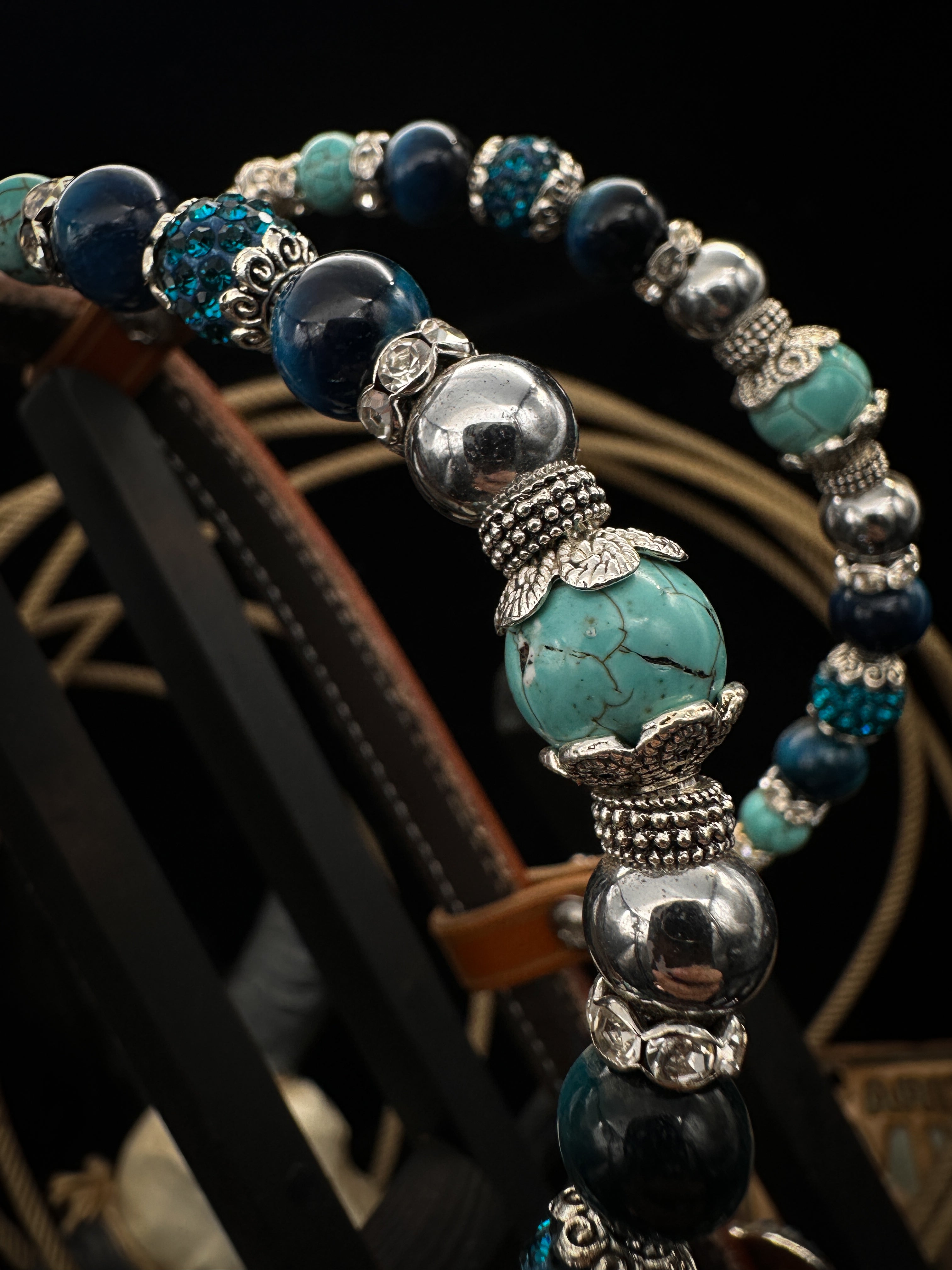 Premium | Petrol & turkoois | Floral tooled western hoofdstel
