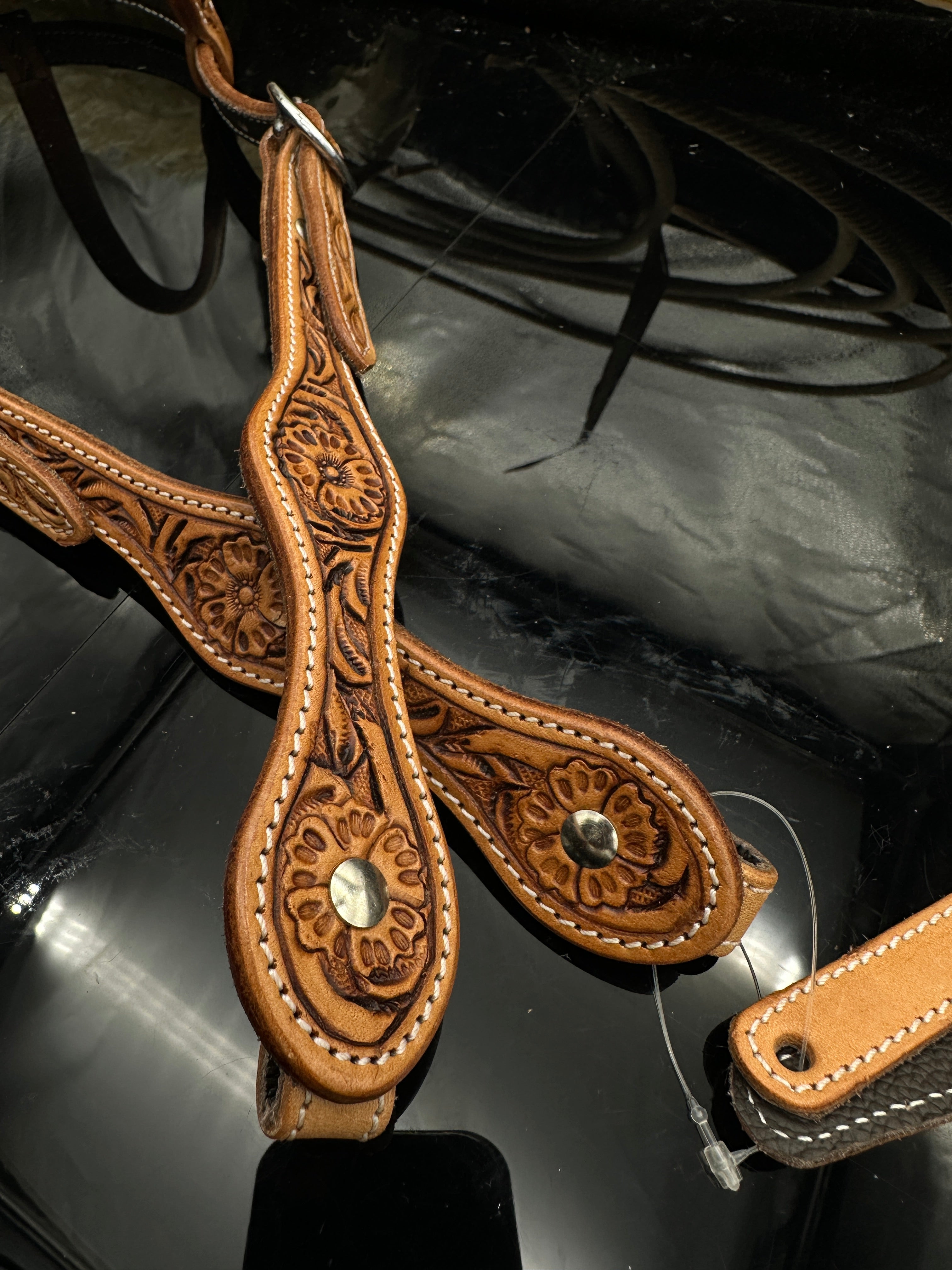 Basic | Antique Russet | Floral tooled western bridle