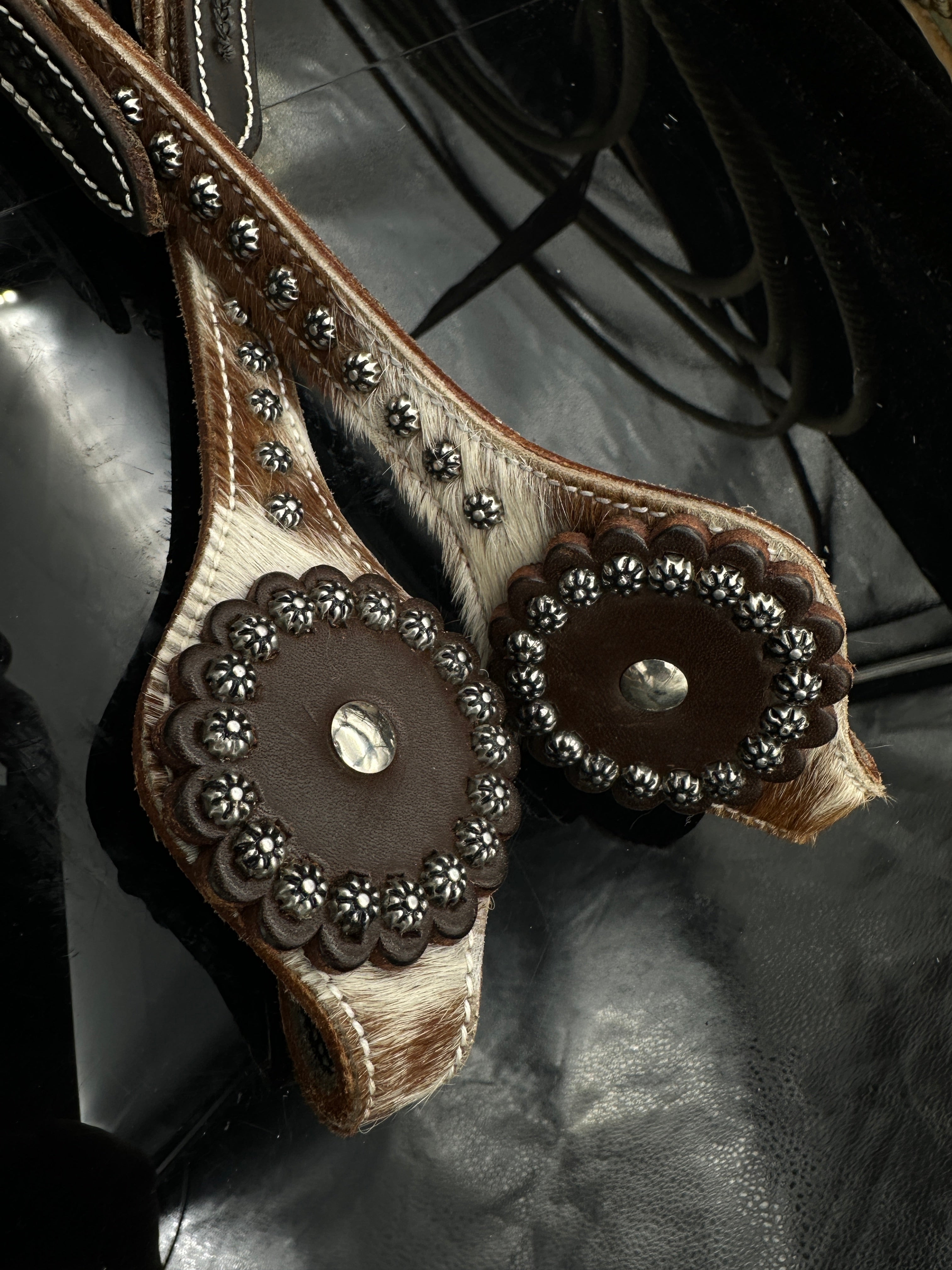 Basic | Dark chestnut | Cowhide studs western bridle