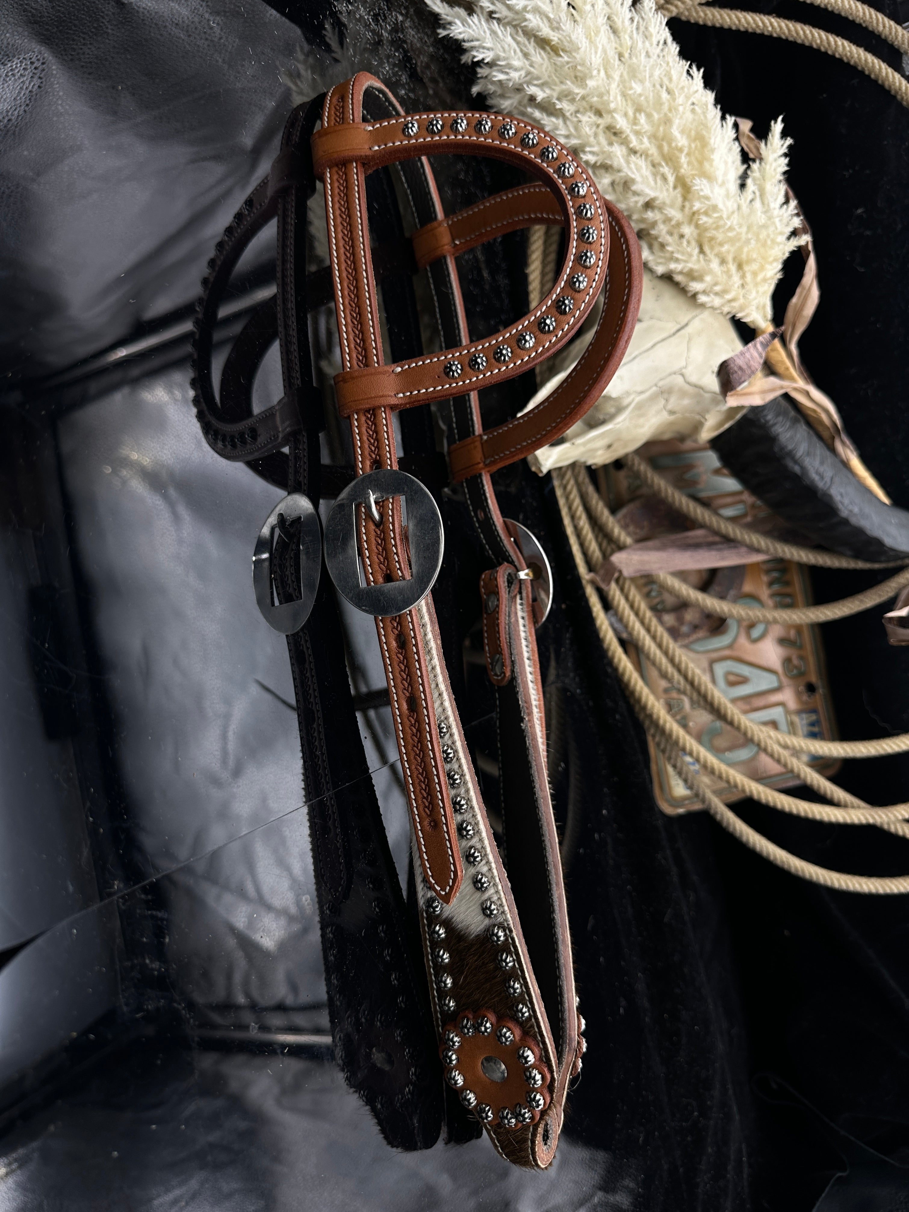 Basic | Chestnut | Cowhide studs western bridle