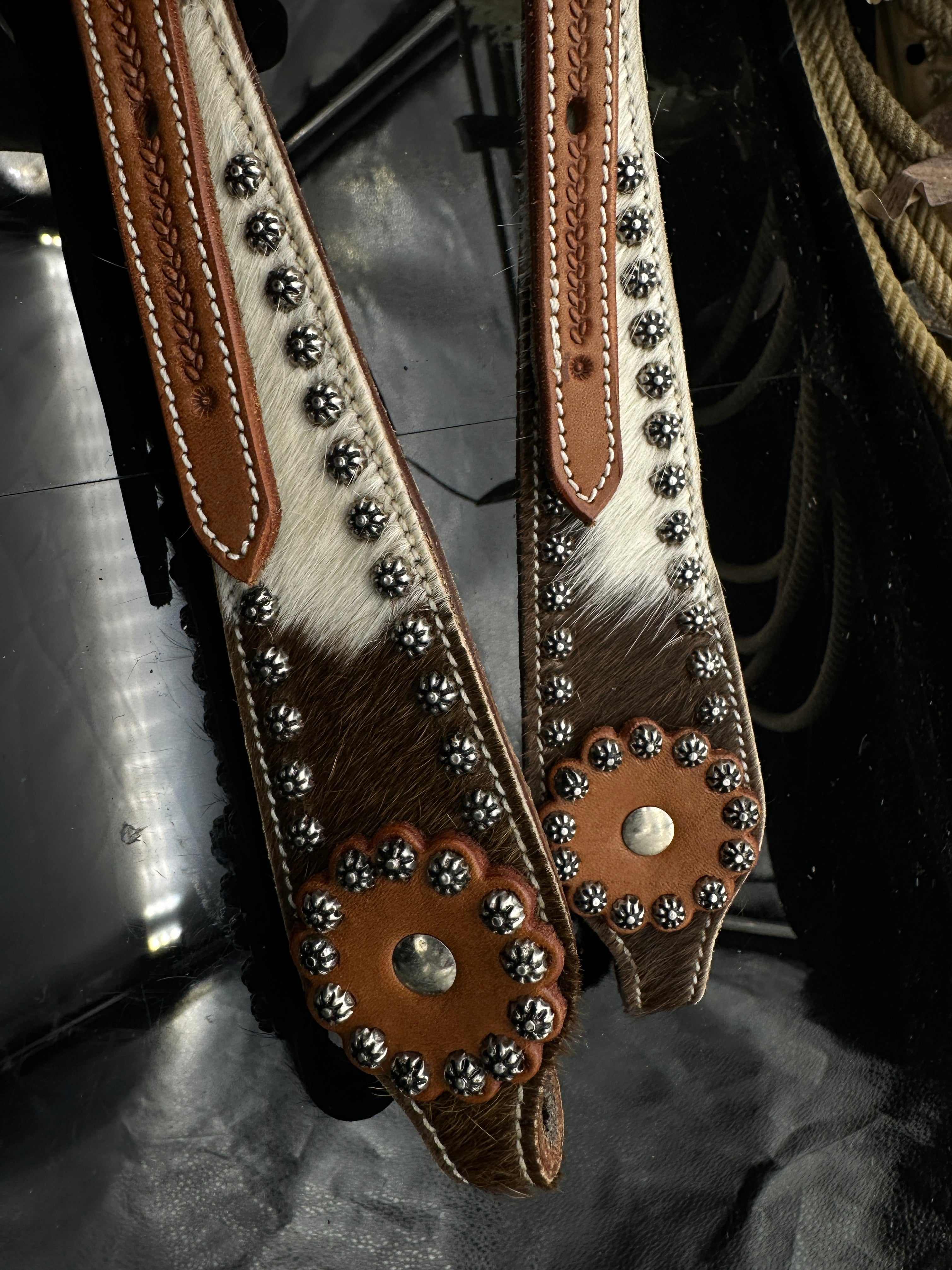 Basic | Chestnut | Cowhide studs western bridle