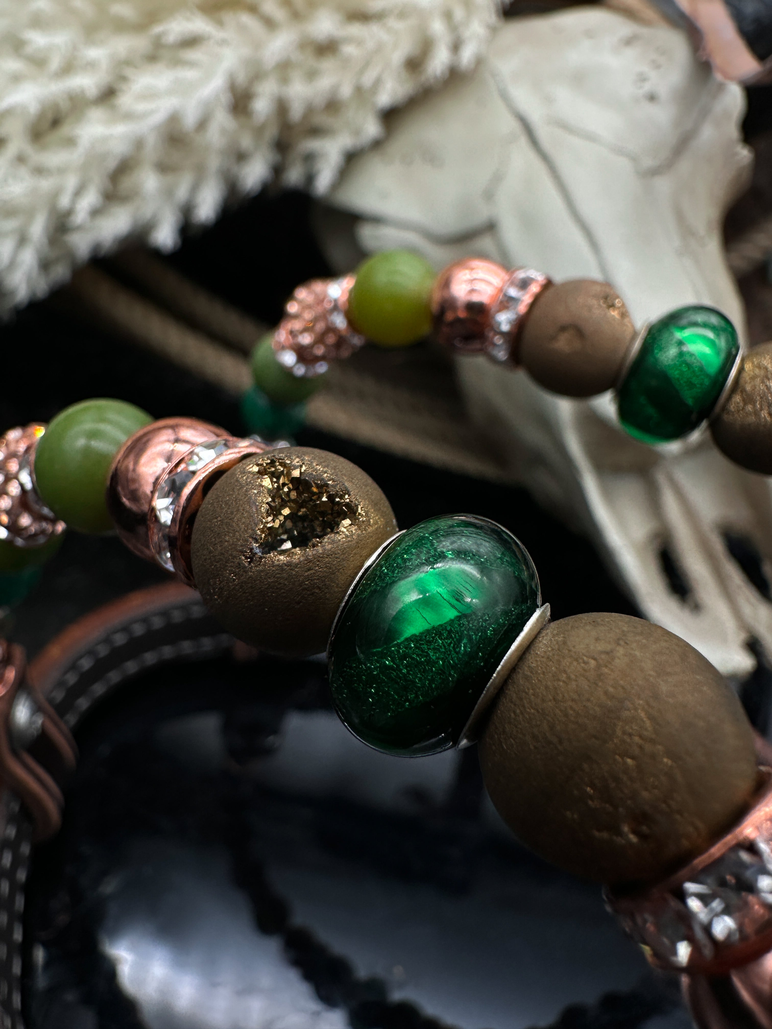 Sierra Sunset | Premium western Bridle | Dark brown rose gold &amp; green