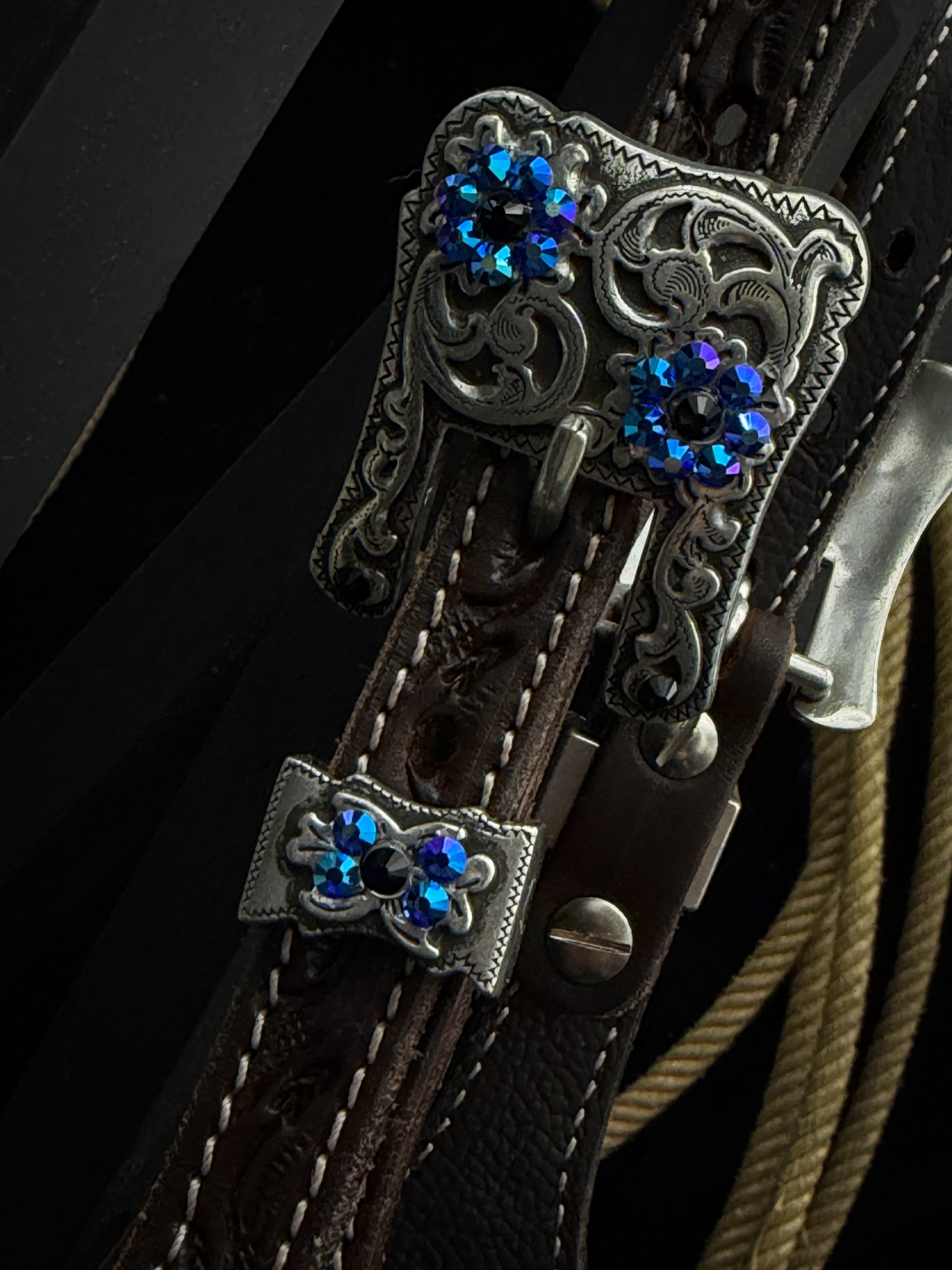 Premium | Western headstall | Dark Brown | Blue Steel Rebel