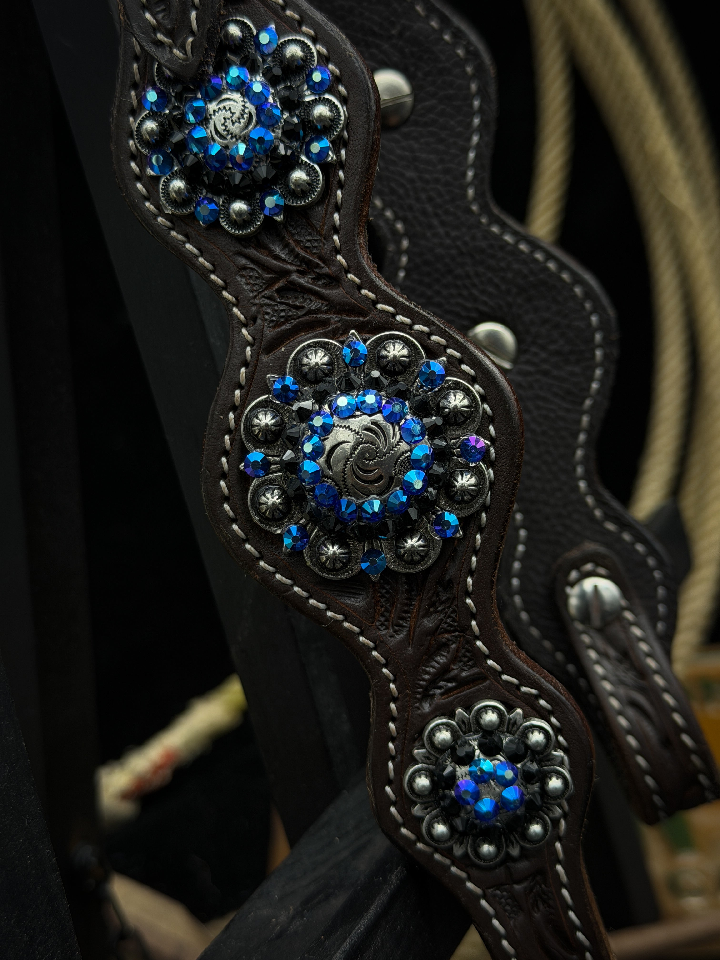 Premium | Western headstall | Dark Brown | Blue Steel Rebel