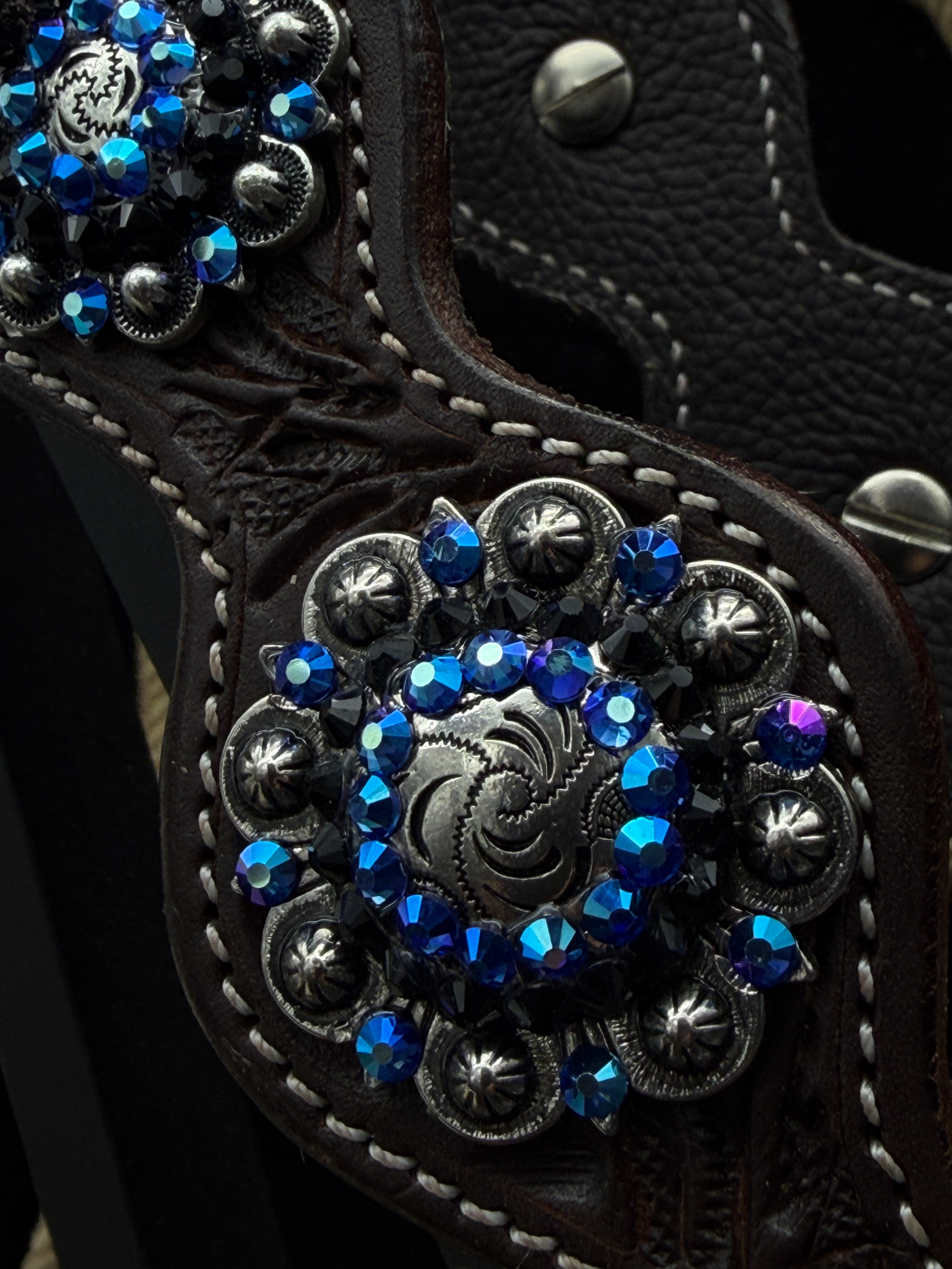 Premium | Western headstall | Dark Brown | Blue Steel Rebel