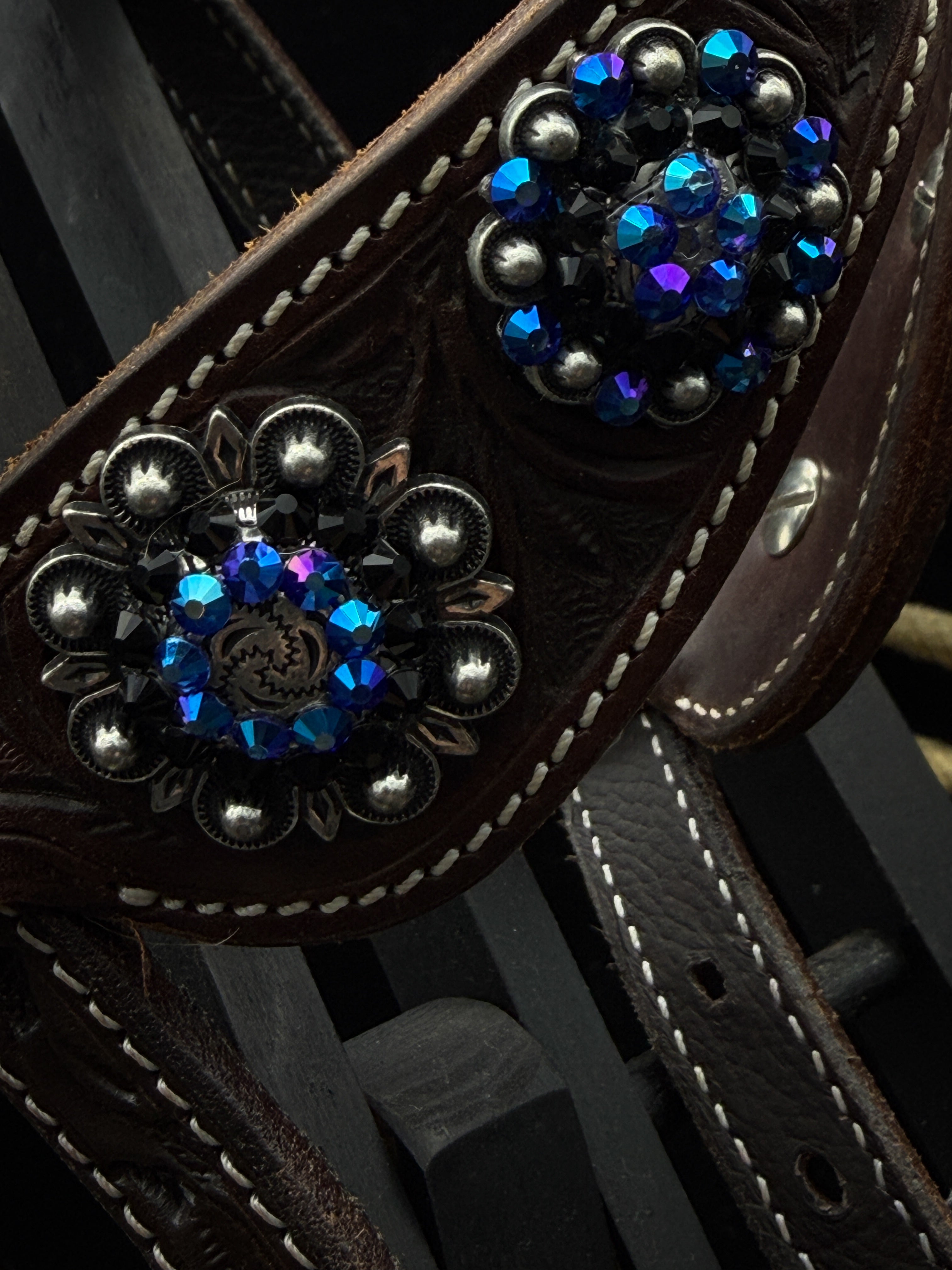 Premium | Western headstall | Dark Brown | Blue Steel Rebel