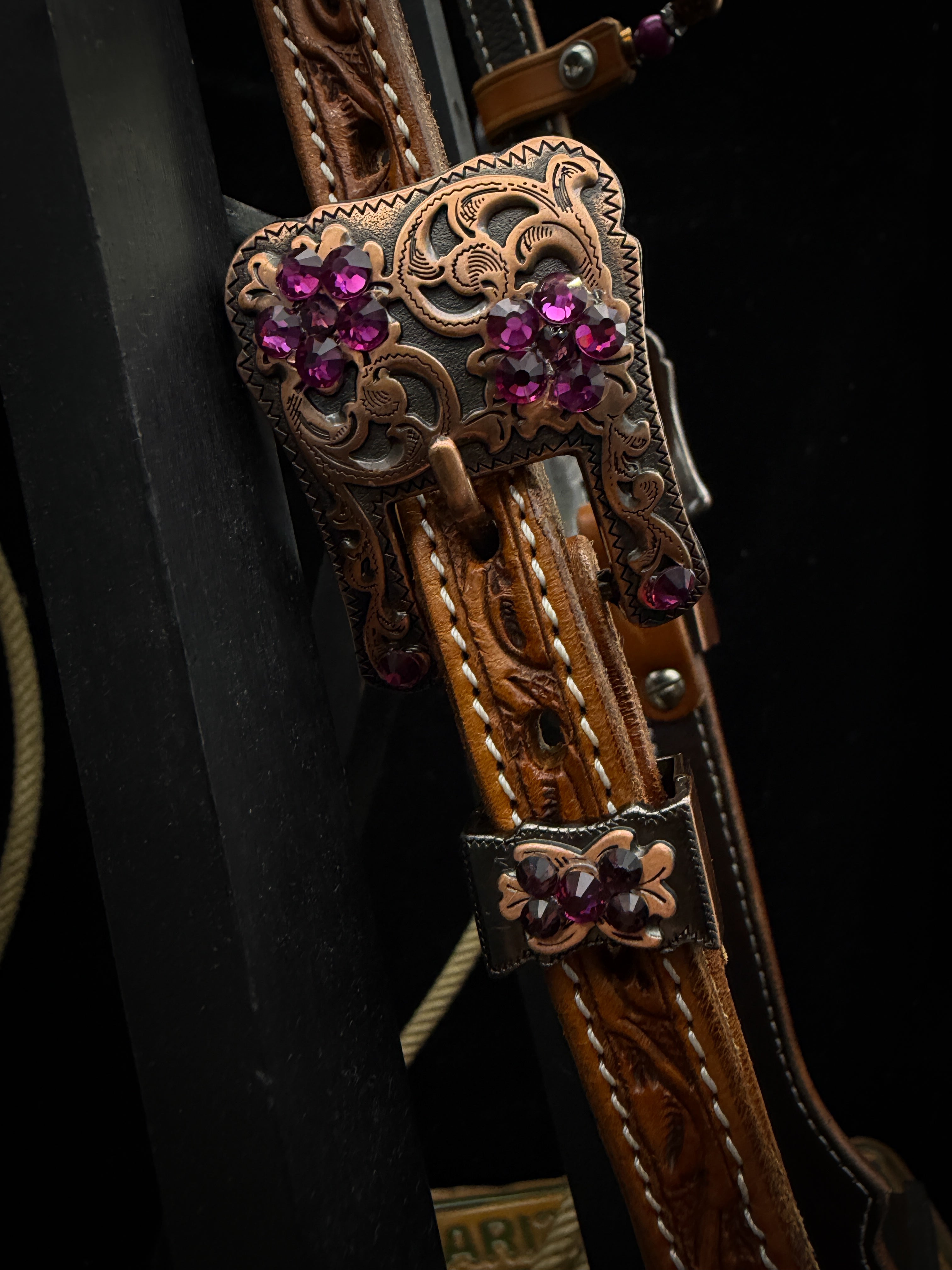 Premium | Western headstall| Antique Chestnut | Plum Shine