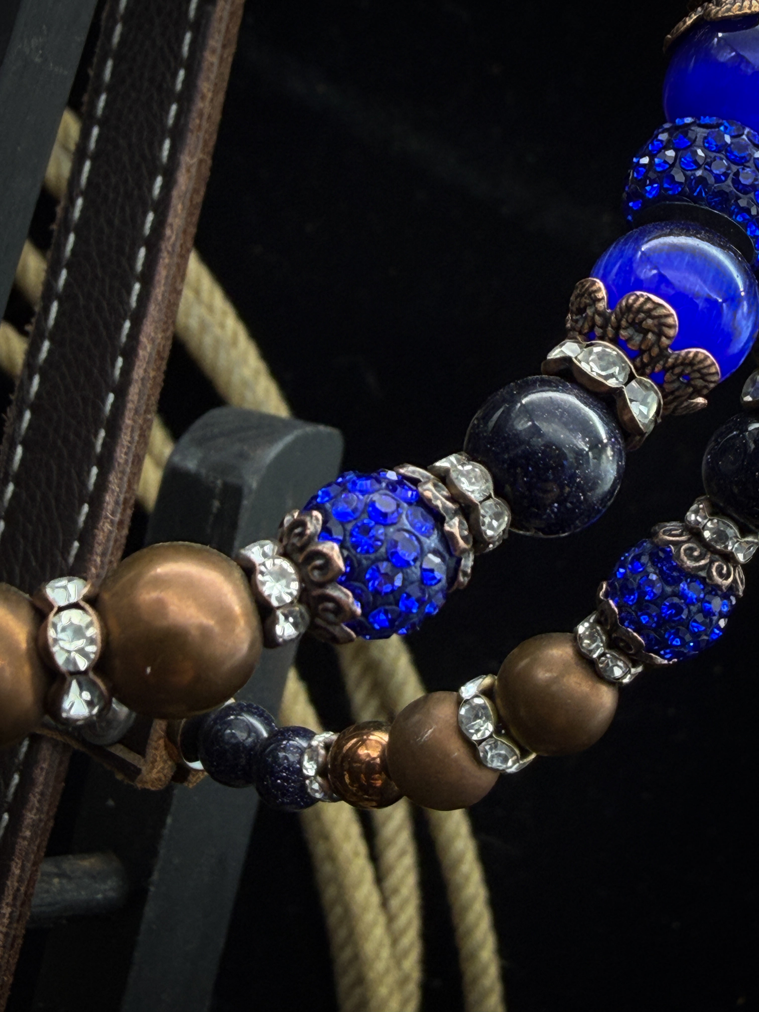 Premium | Western headstall | Dark Brown | Blue Ember Steel