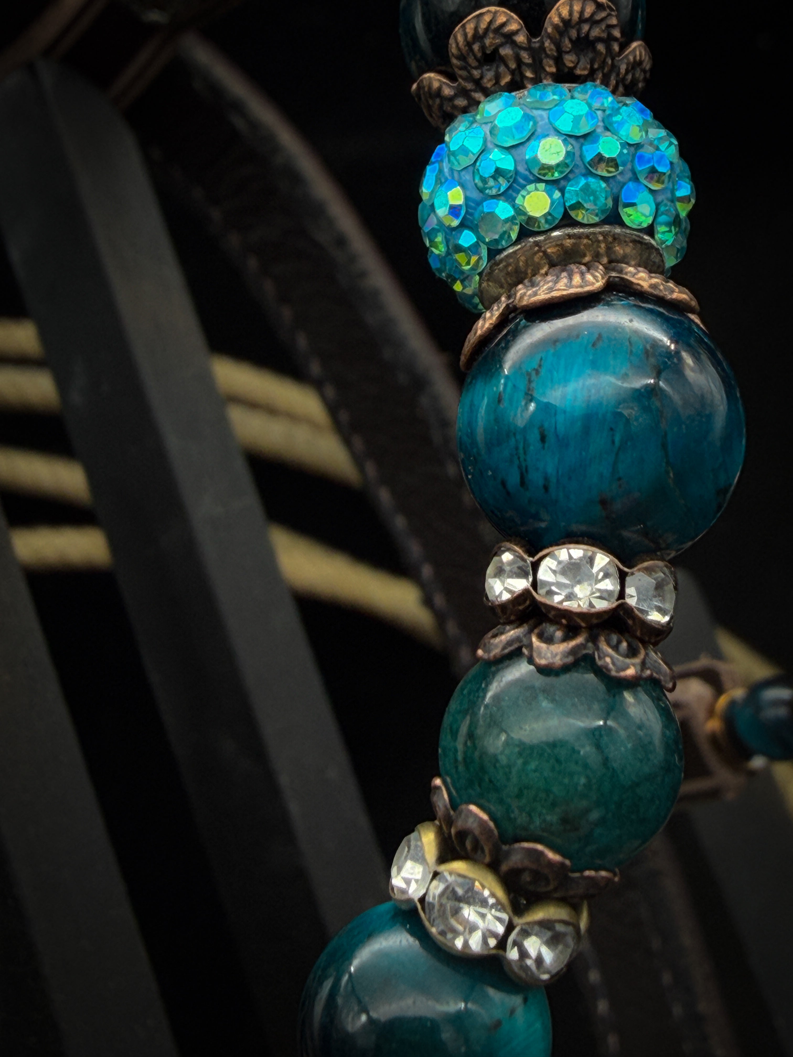 Premium | Western headstall | Antique dark chestnut | Turquoise Shine