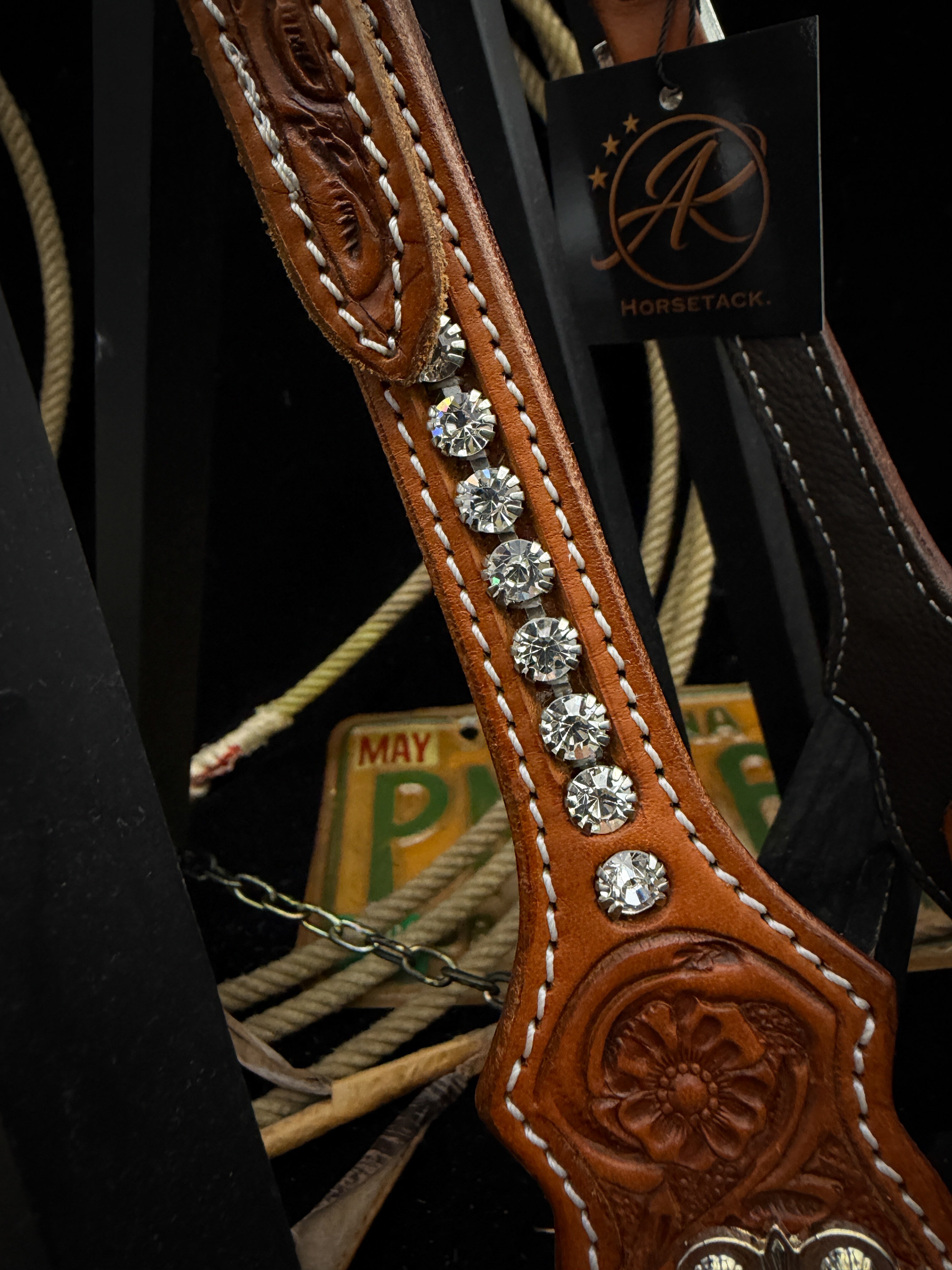 Premium | Western headstall | Dark Chestnut | Silver Shine