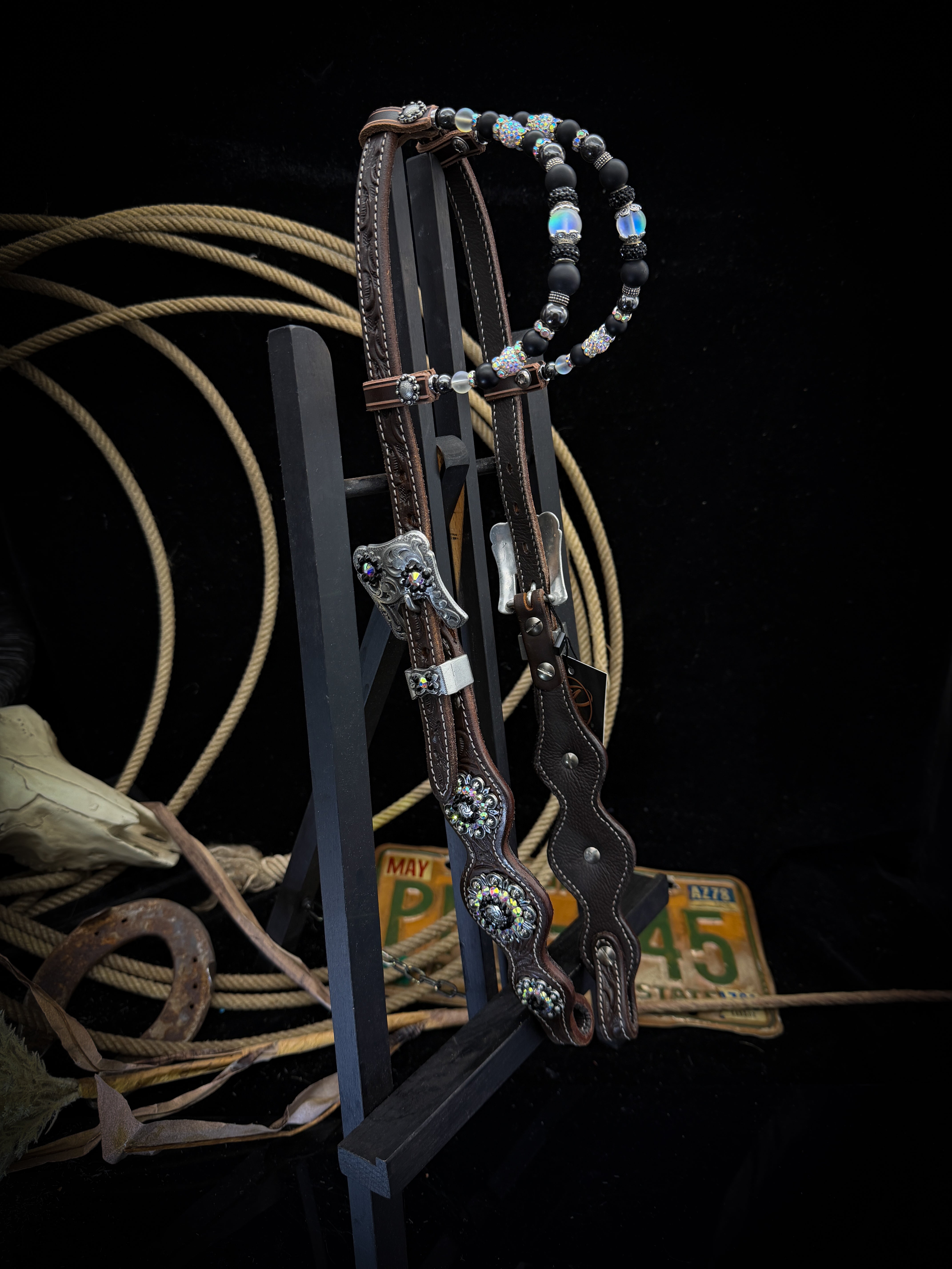 Premium | Westernhoofdstel | Dark brown | Black Aurora