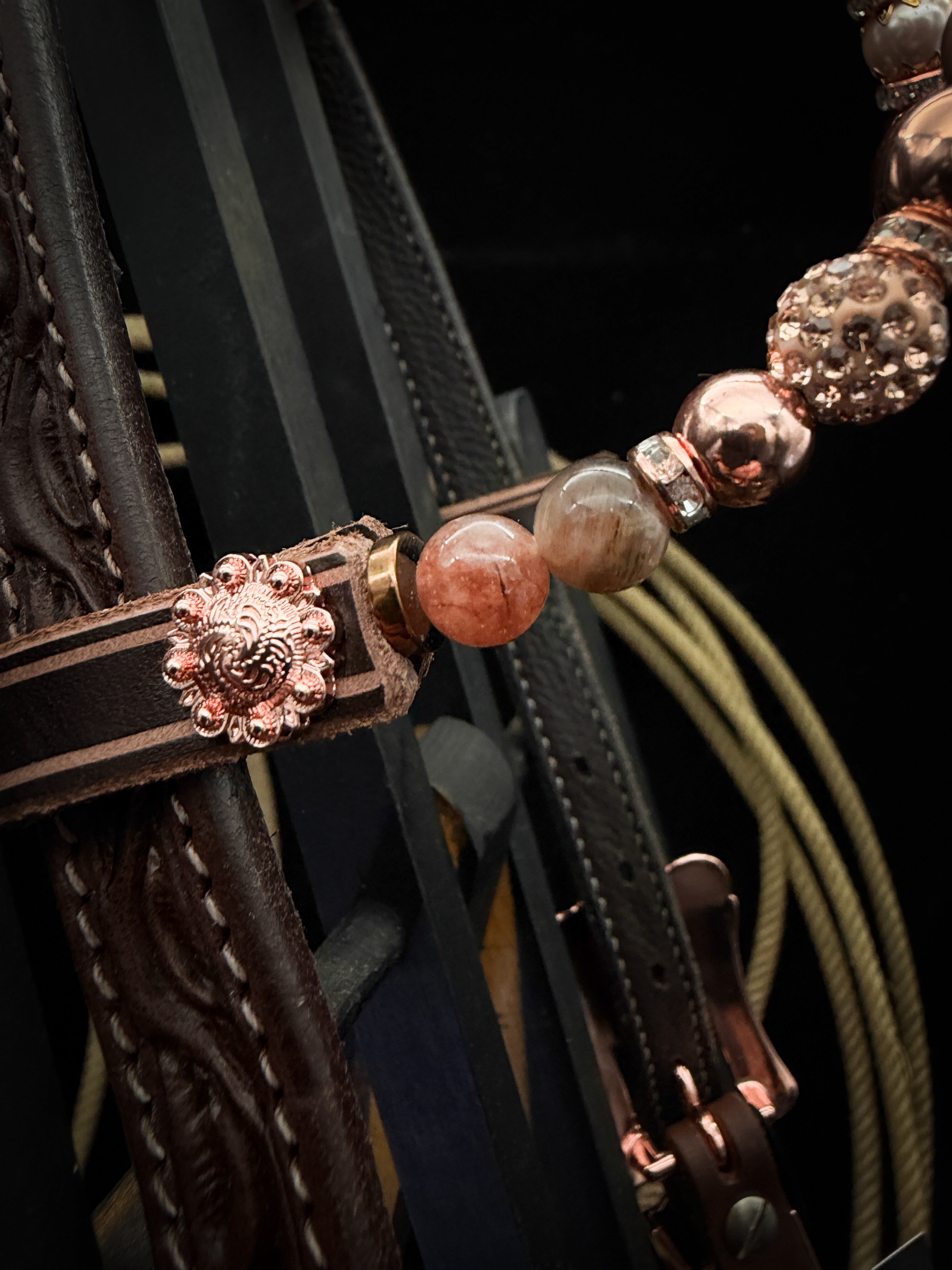 Premium | Westernhoofdstel | Dark Chestnut | Desert Blush -SOLD OUT