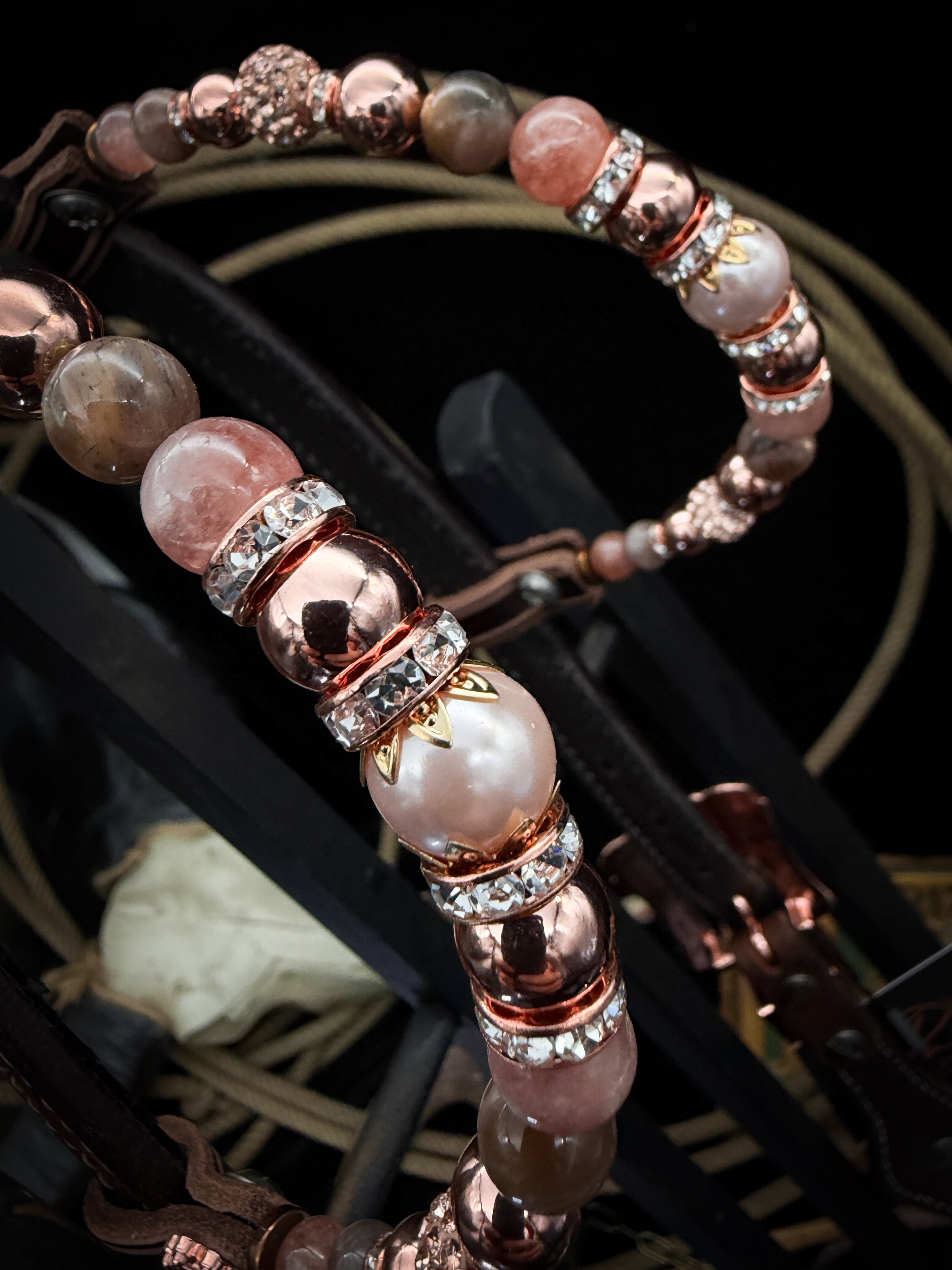 Premium | Westernhoofdstel | Dark Chestnut | Desert Blush
