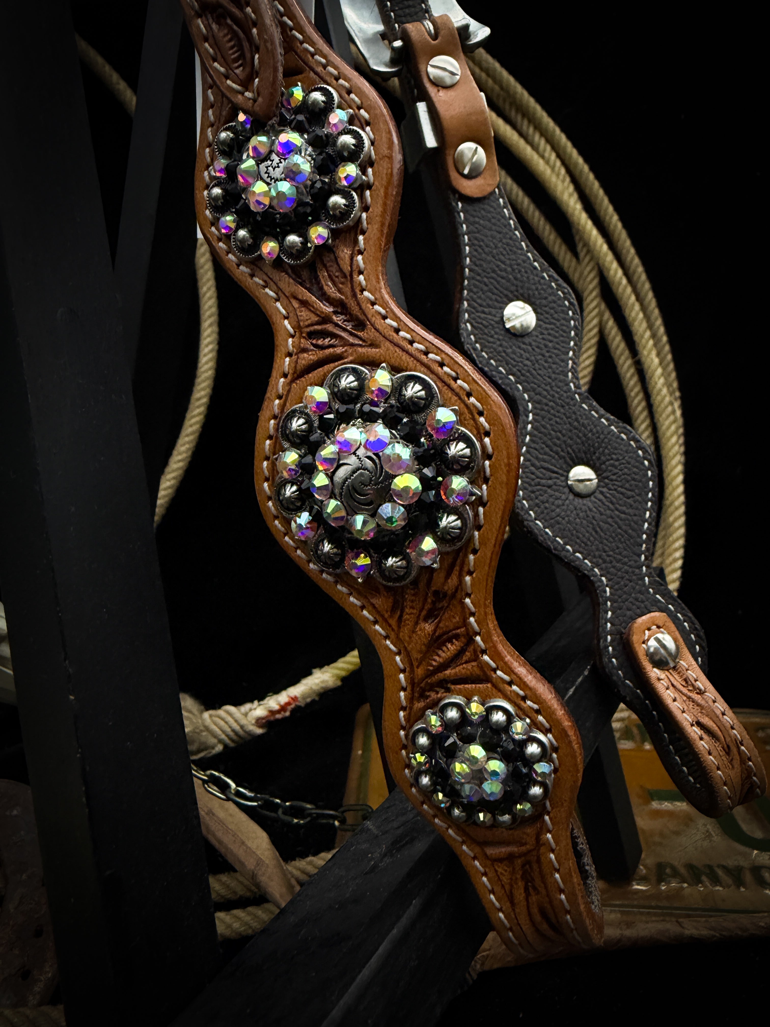 Premium | Labradorit & Onyx | Antique Russet Westernzaumzeug