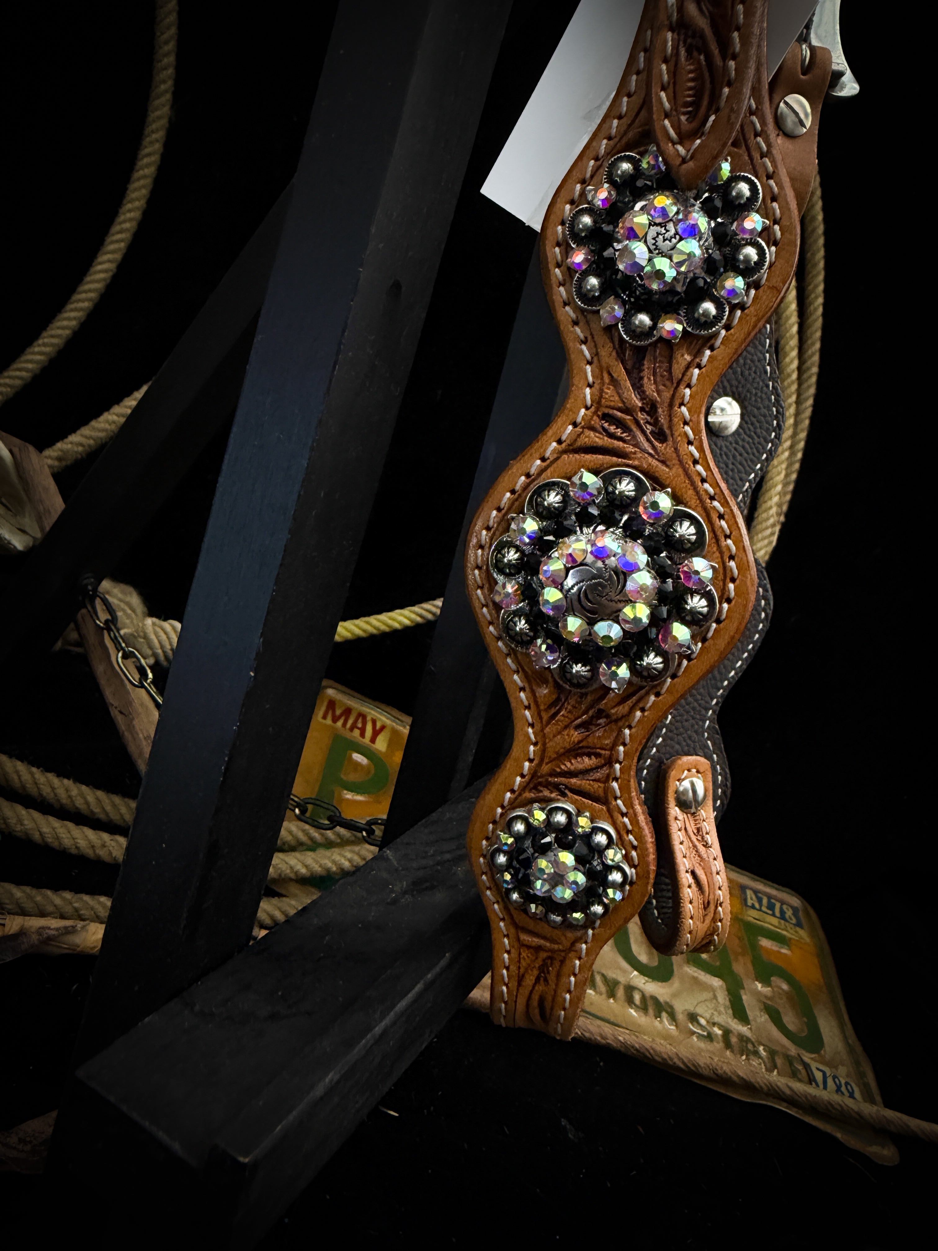 Premium | Labradorit & Onyx | Antique Russet Westernzaumzeug