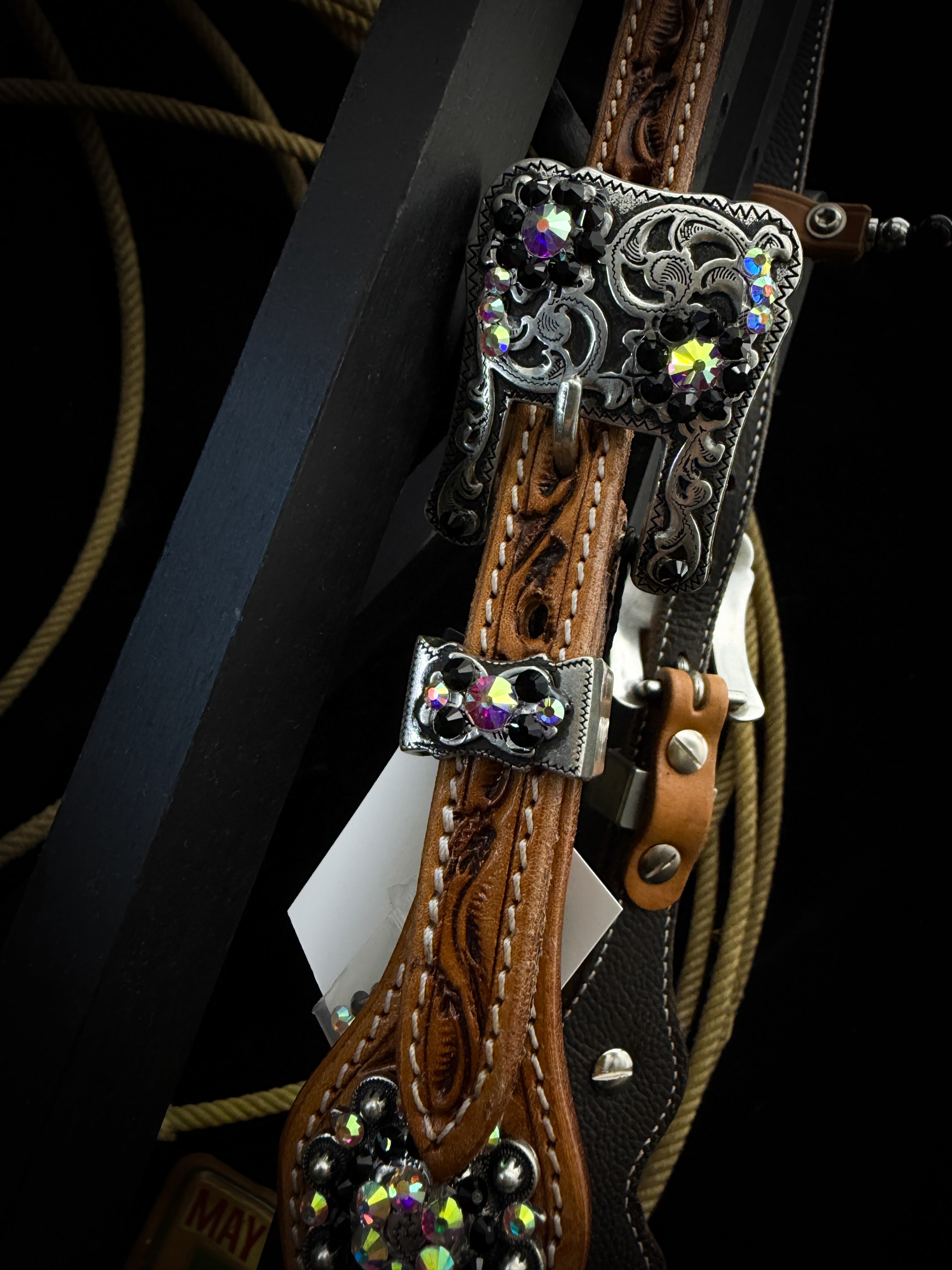 Premium | Labradorit & Onyx | Antique Russet Westernzaumzeug
