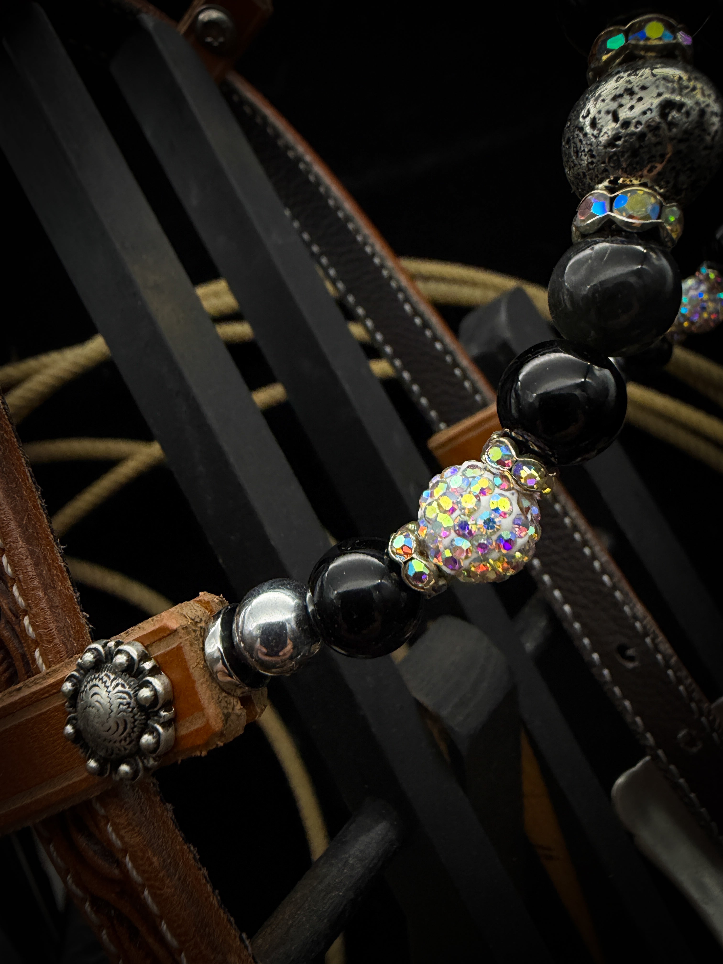 Premium | Labradorit & Onyx | Antique Russet Westernzaumzeug