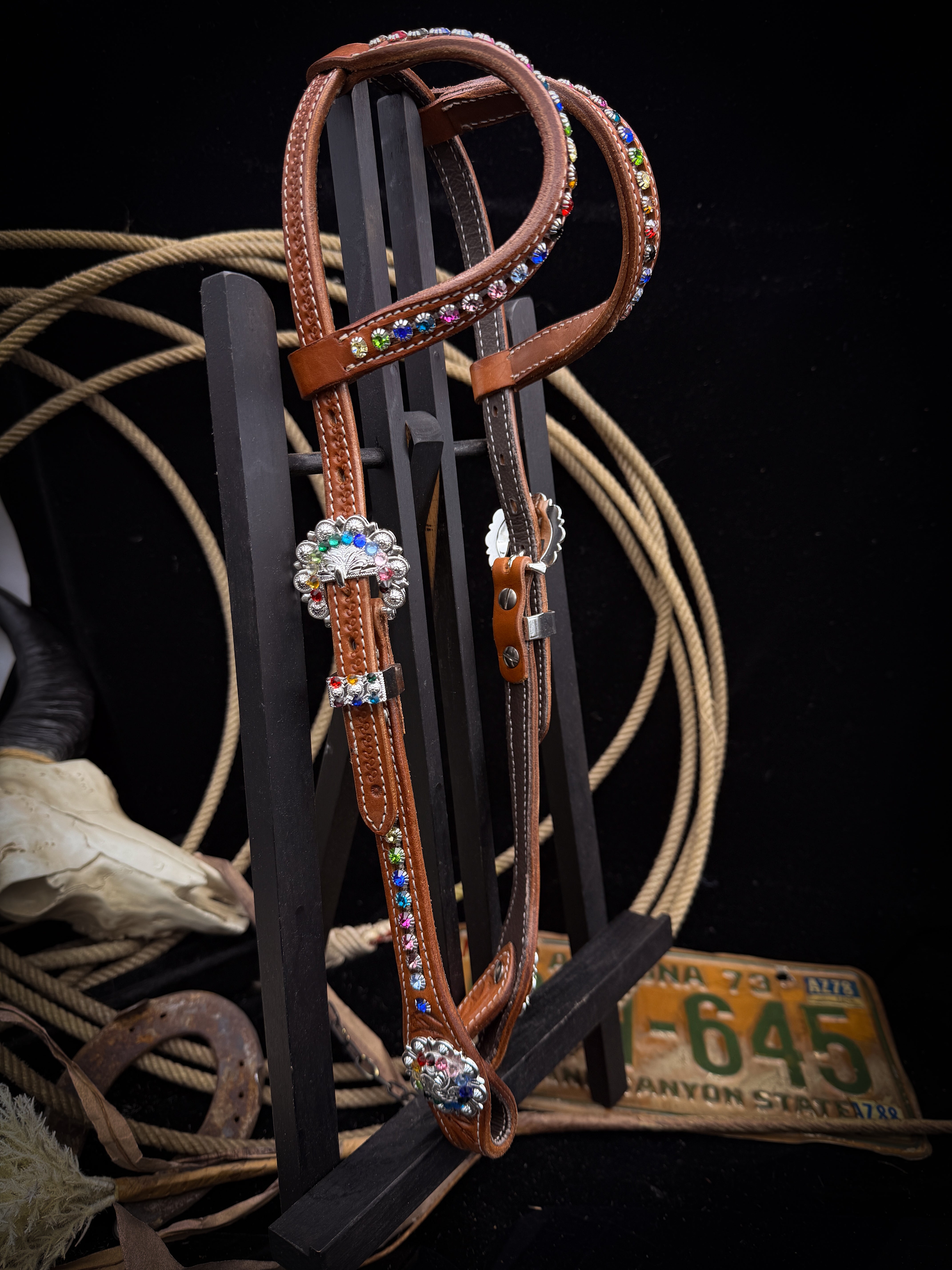 Premium | Rainbow Rider | Chestnut Western Hoofdstel