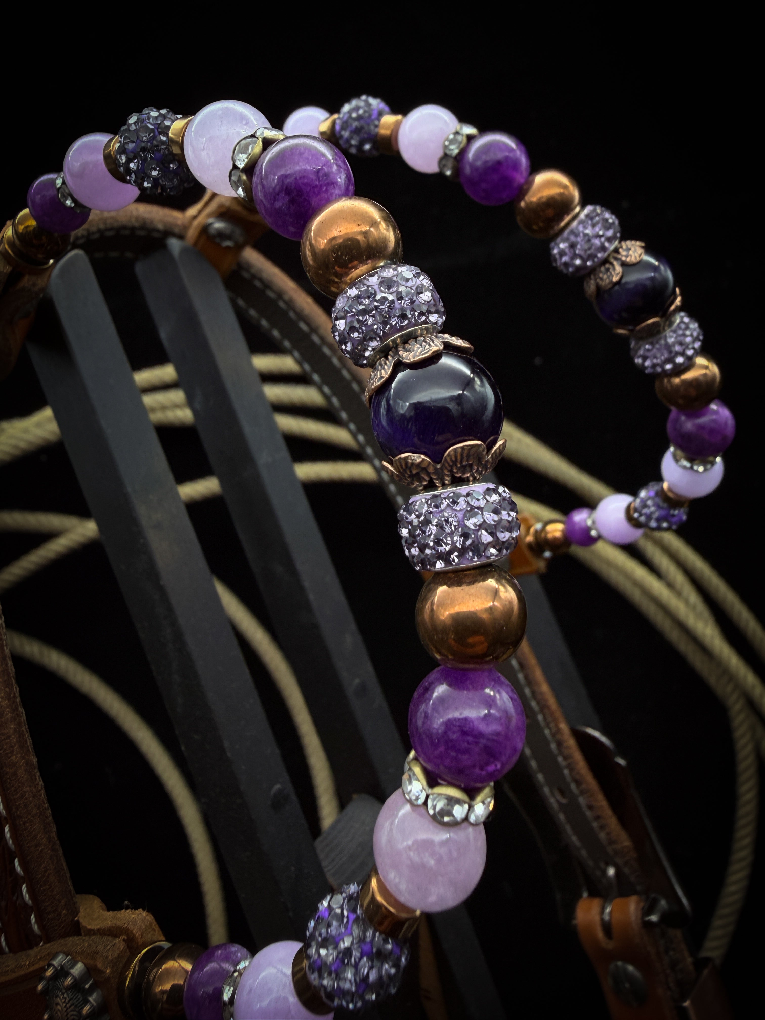 Premium | Violet Prairie | Antique Chestnut Western Hoofdstel