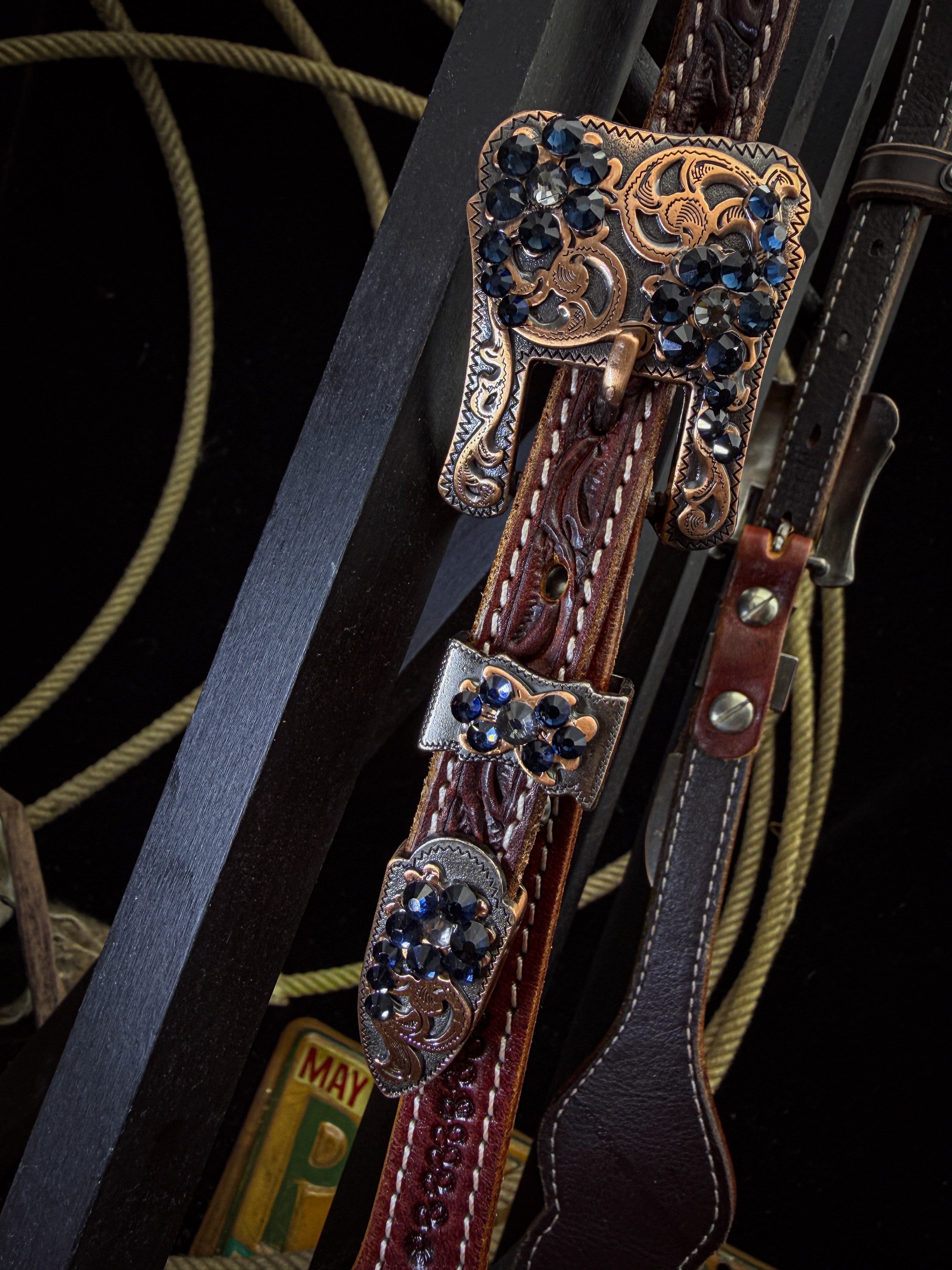 Premium | Midnight Ember | Antique Dark Chestnut Western Hoofdstel