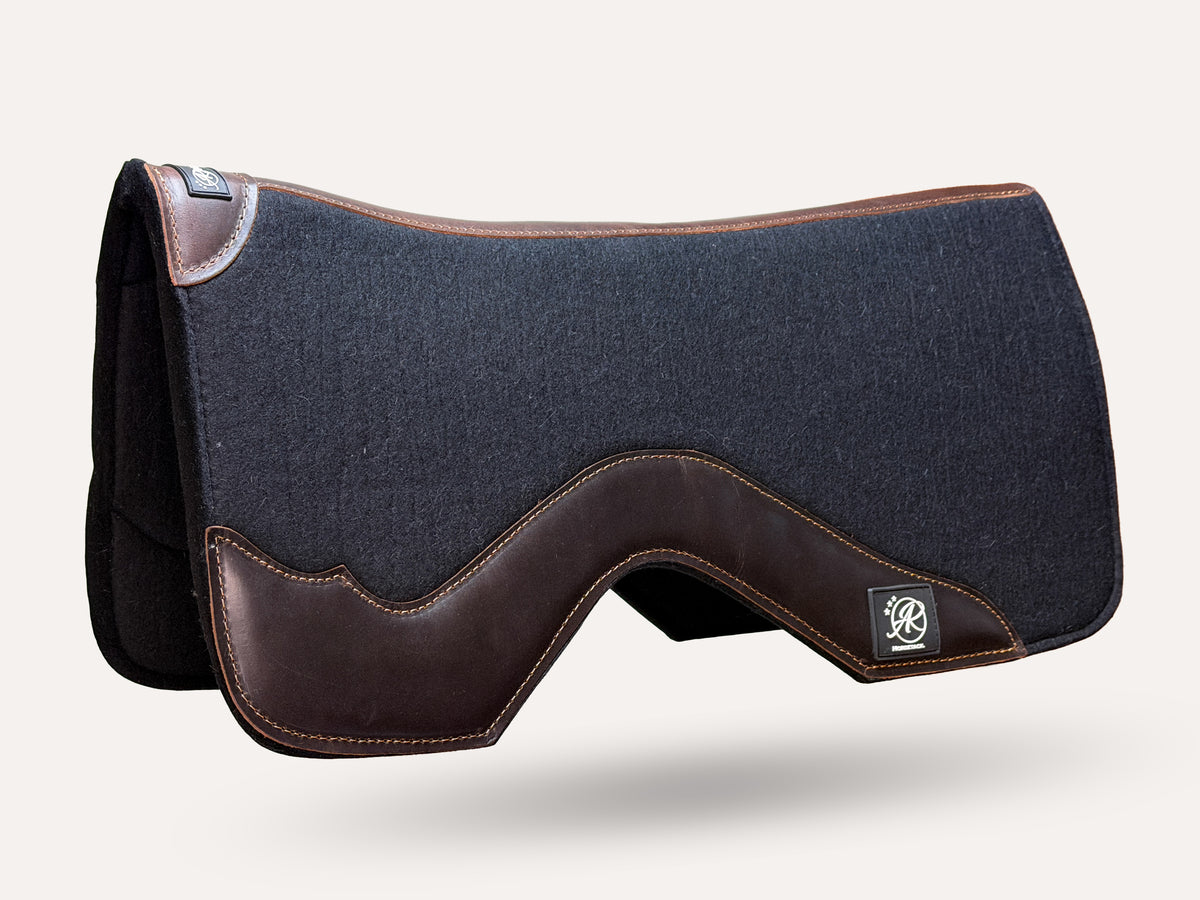 Western Workpad | Merino Wool Felt | Close contact | Black dark leather