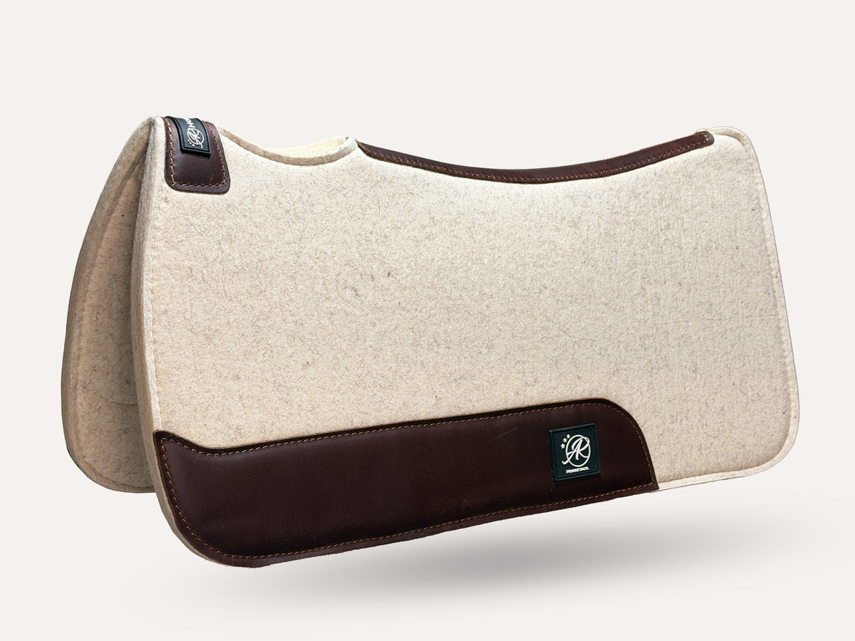 Western Workpad | Merino Wool Felt | Square | Beige Dark leather