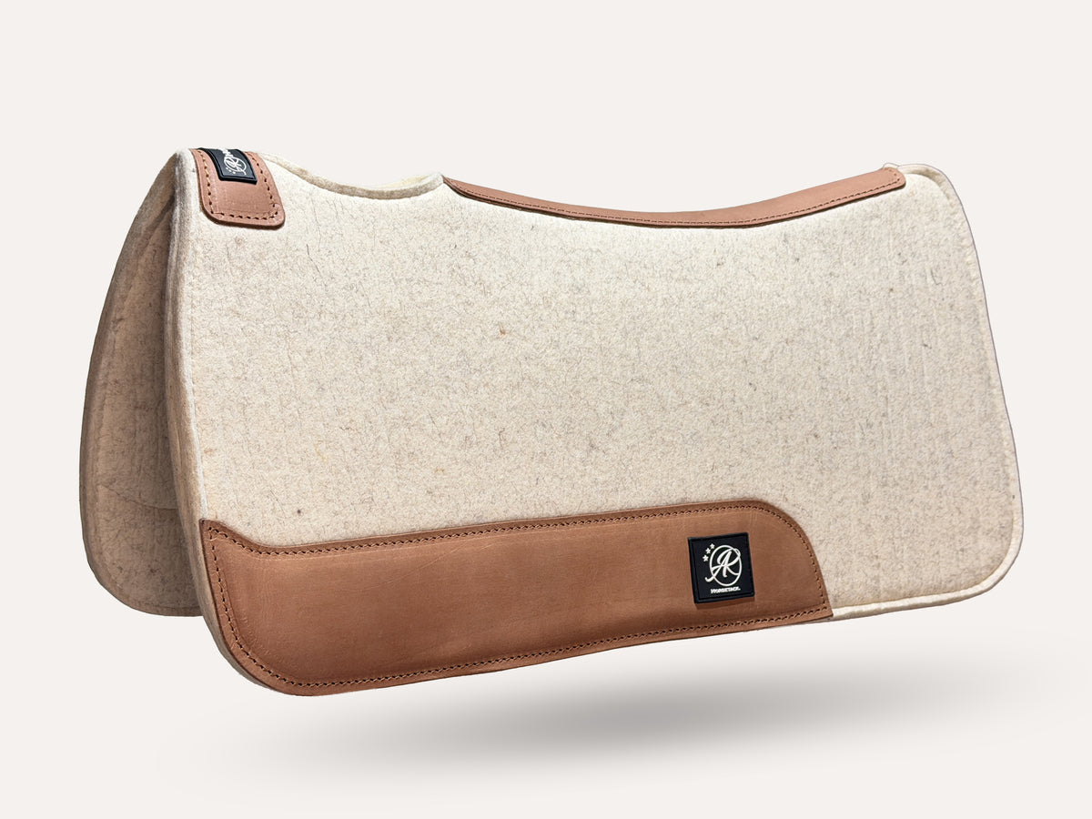 Western Workpad | Merino Wool Felt | Square | Beige Light leather