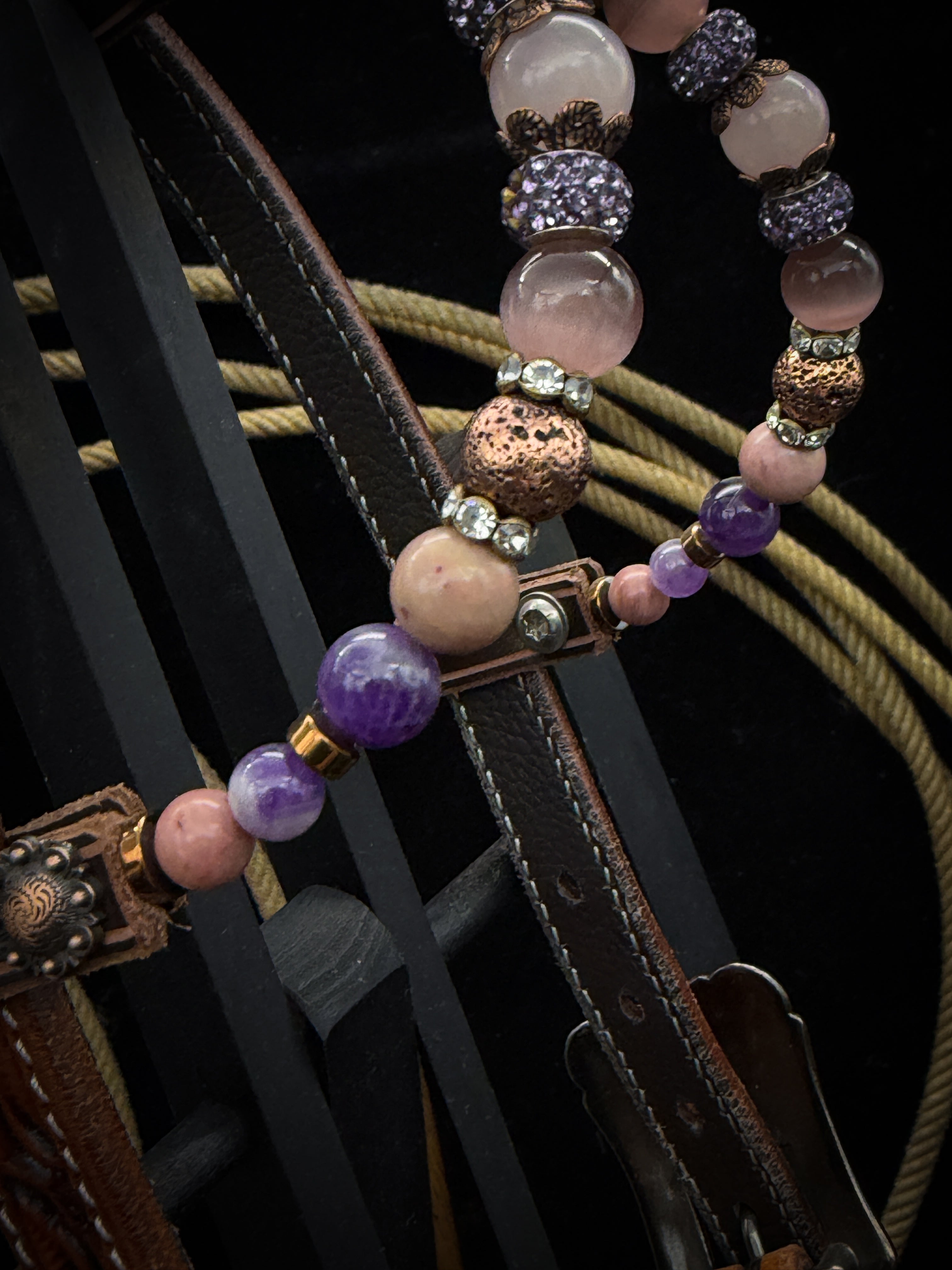 Premium | Amethist | Antique chestnut western hoofdstel