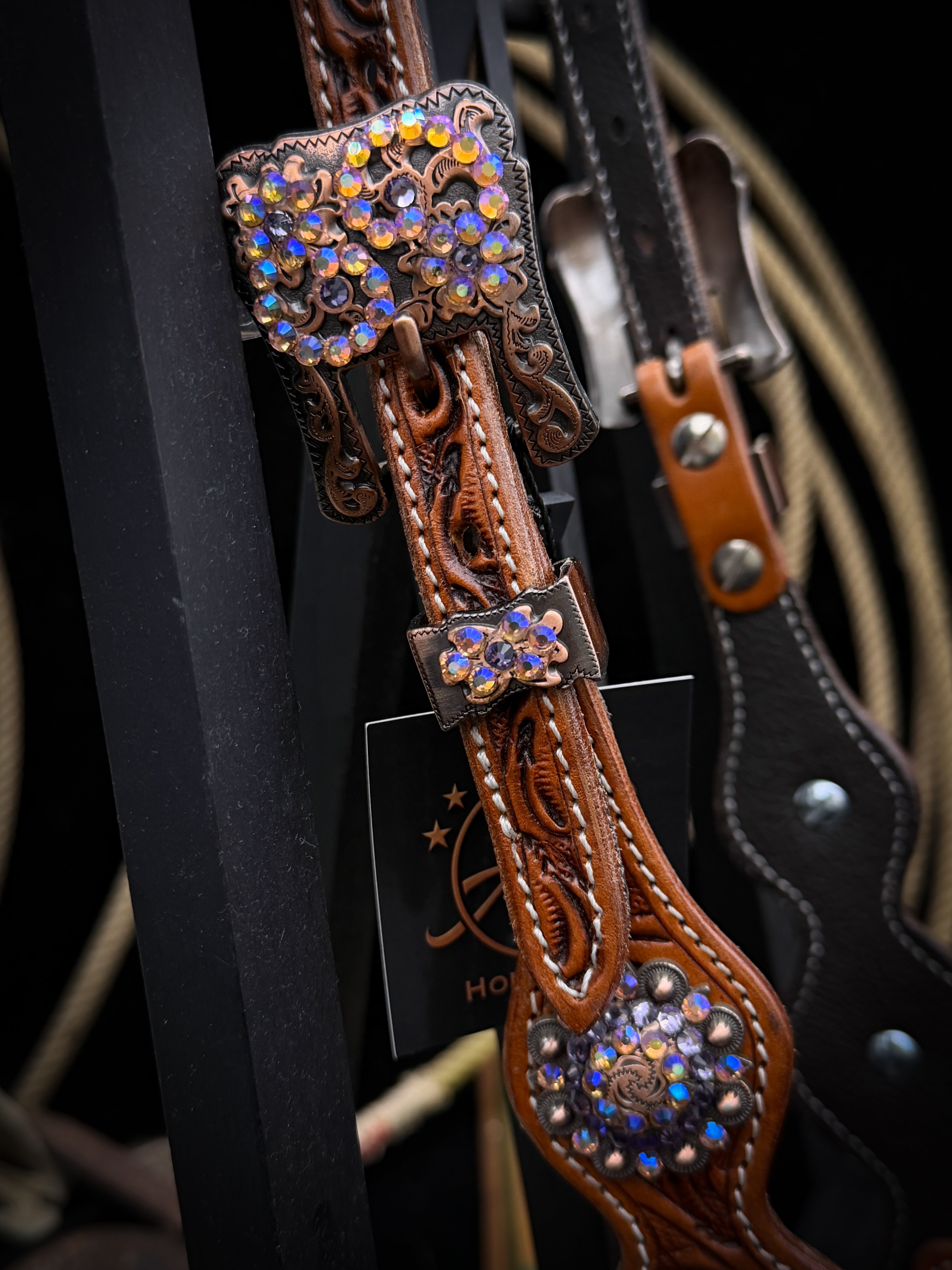 Premium | Amethist | Antique chestnut western hoofdstel