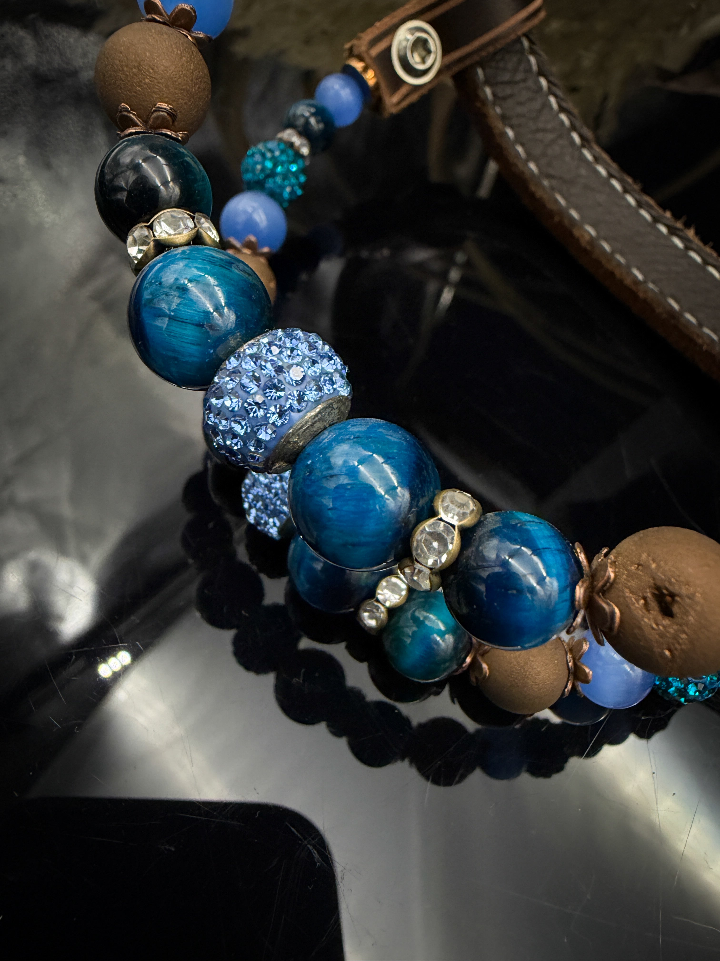 Premium | Perfect Turquoise &amp; Blue | Dark brown western bridle