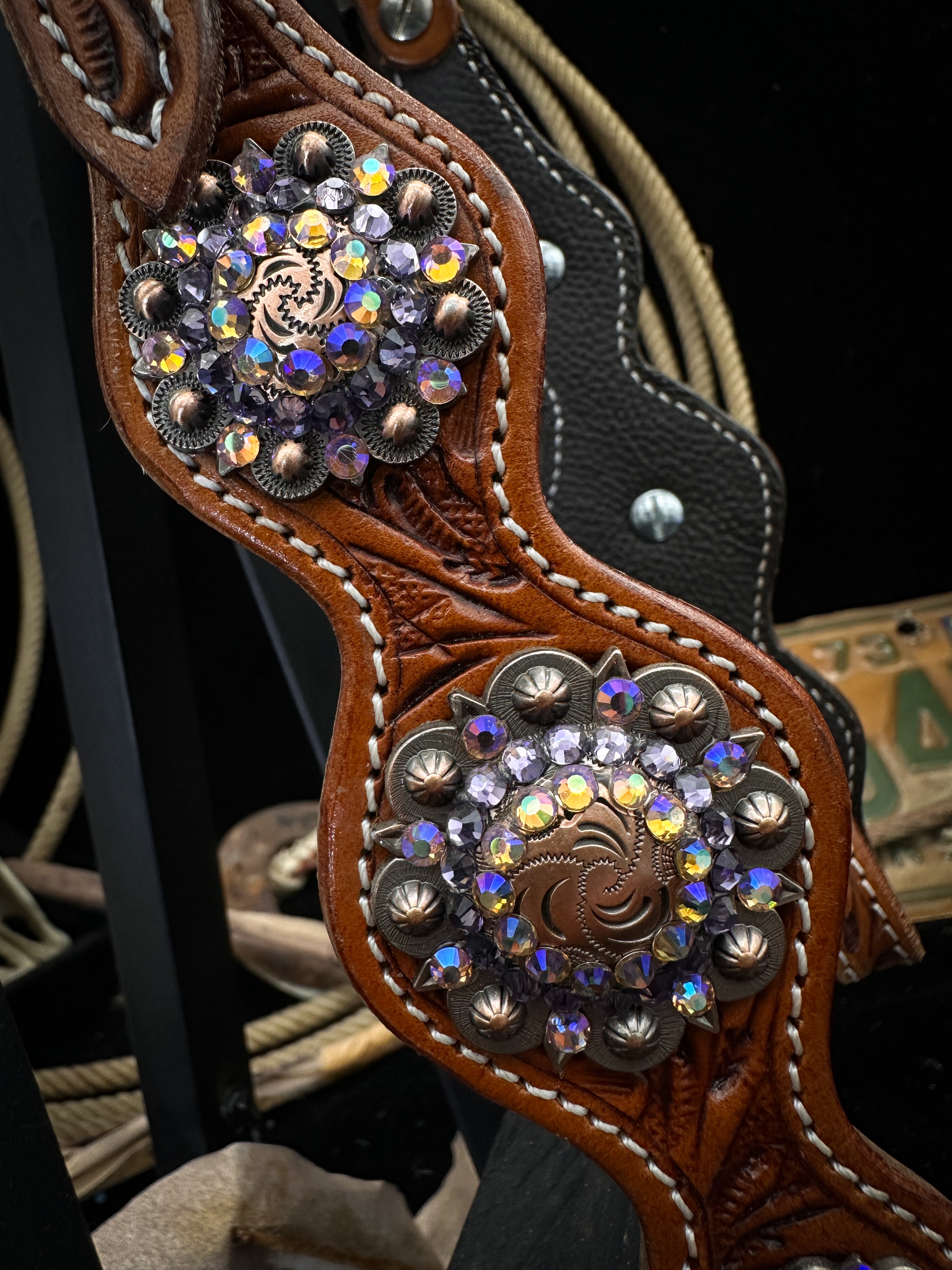 Premium | Amethist | Antique chestnut western hoofdstel