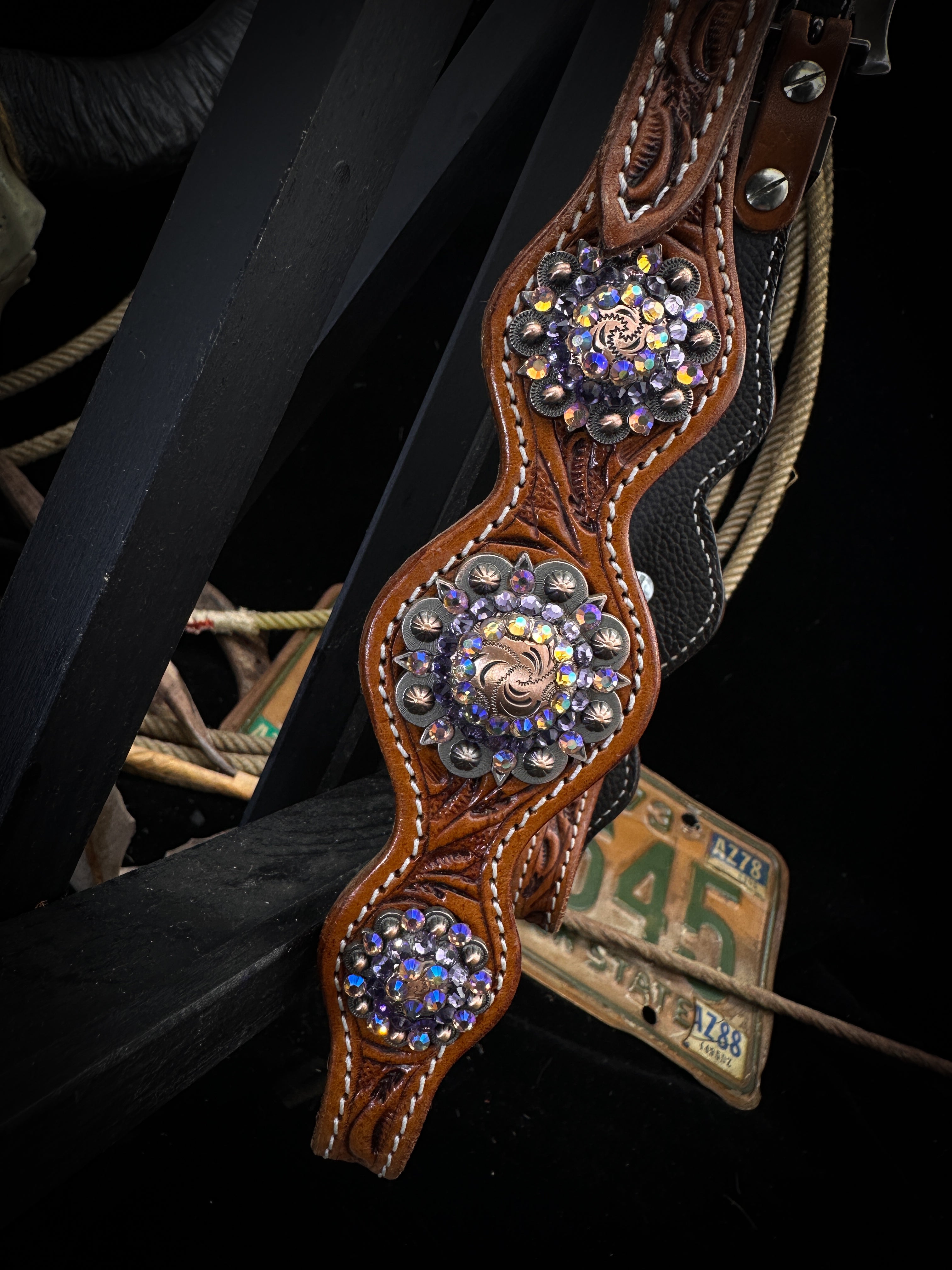 Premium | Amethist | Antique chestnut western hoofdstel