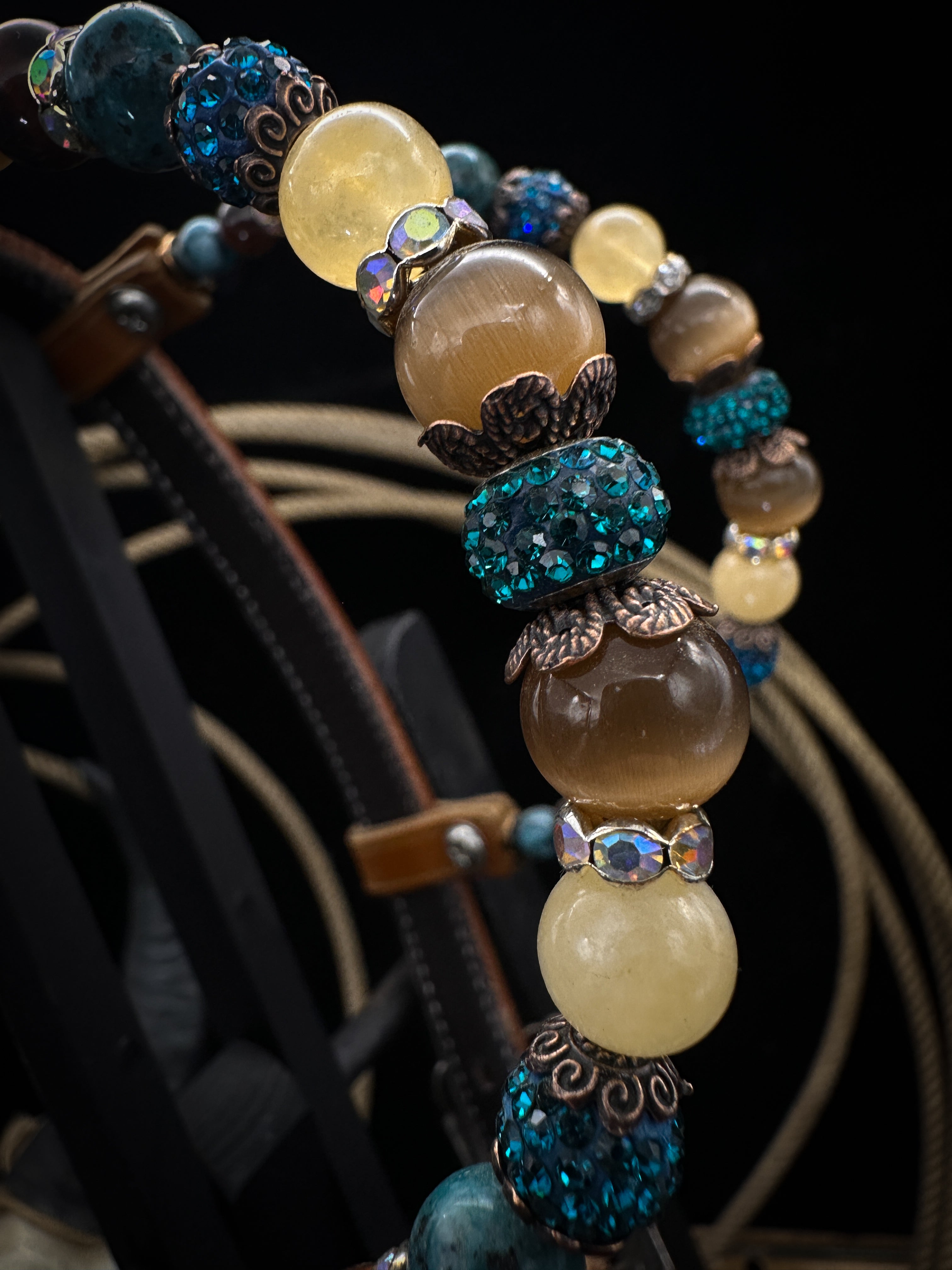 Premium | Pastel Petrol | Antique chestnut western hoofdstel
