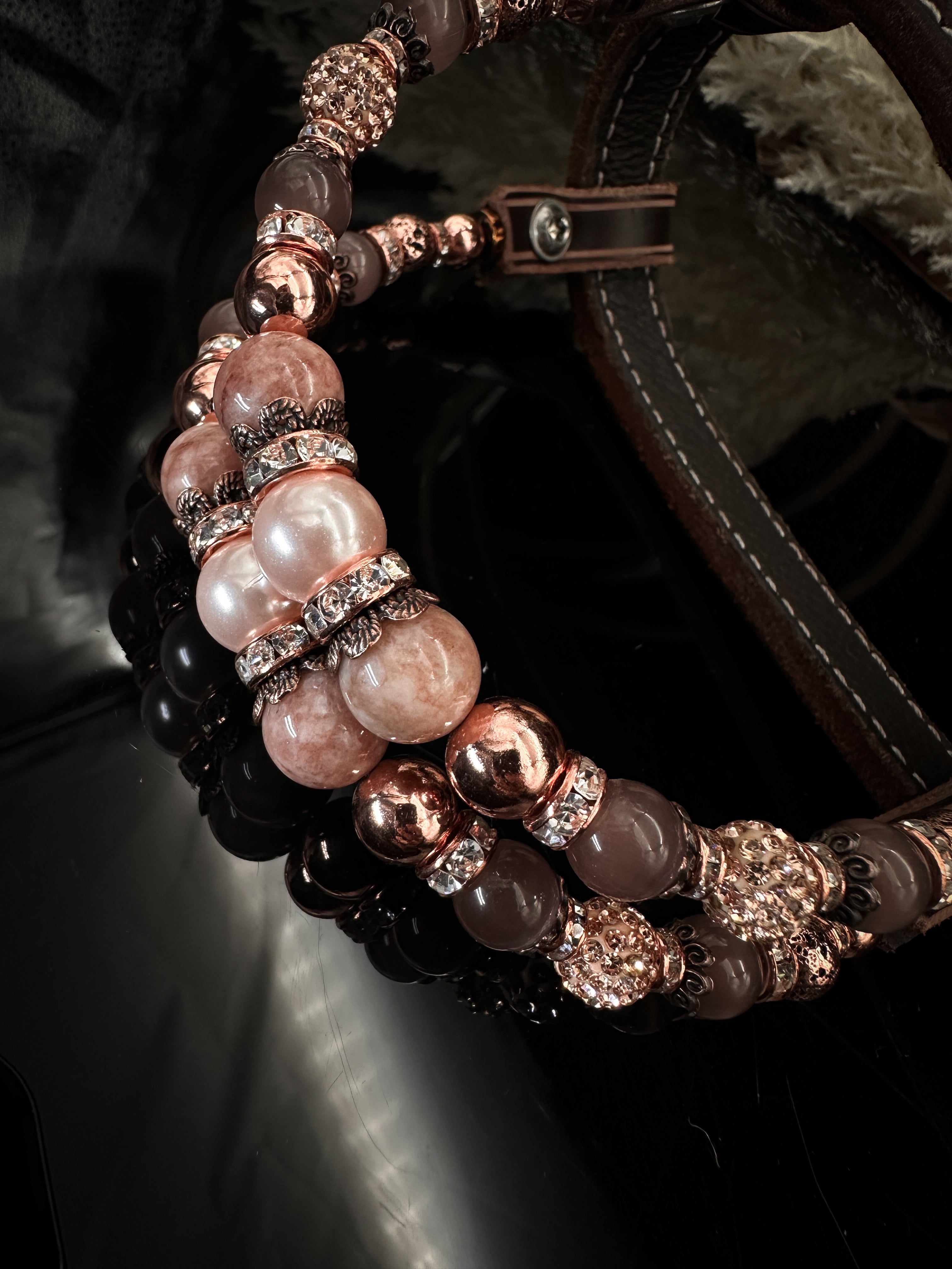 Premium | Rose gold & Peach | Floral tooled western hoofdstel