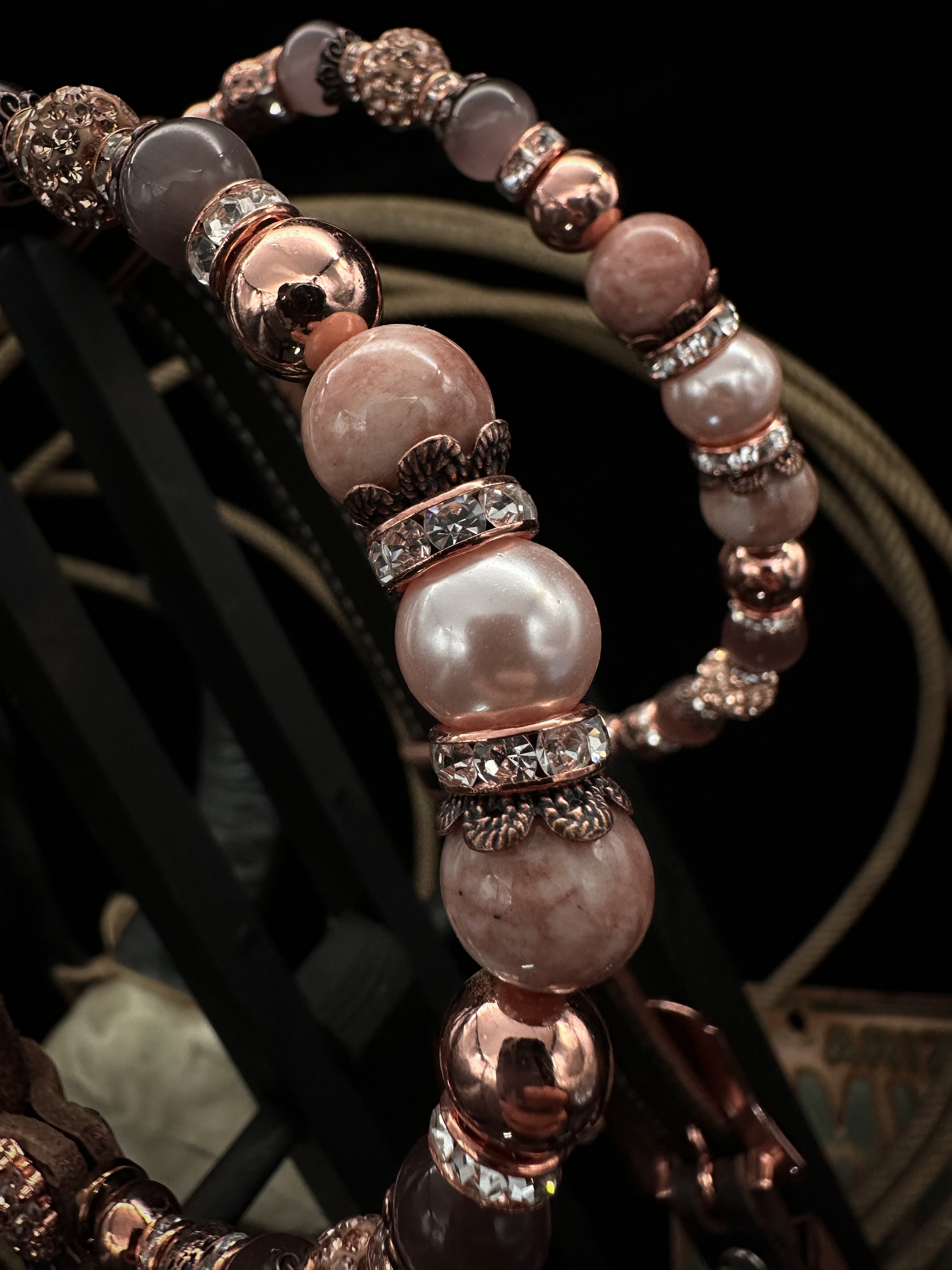 Premium | Rose gold & Peach | Floral tooled western hoofdstel